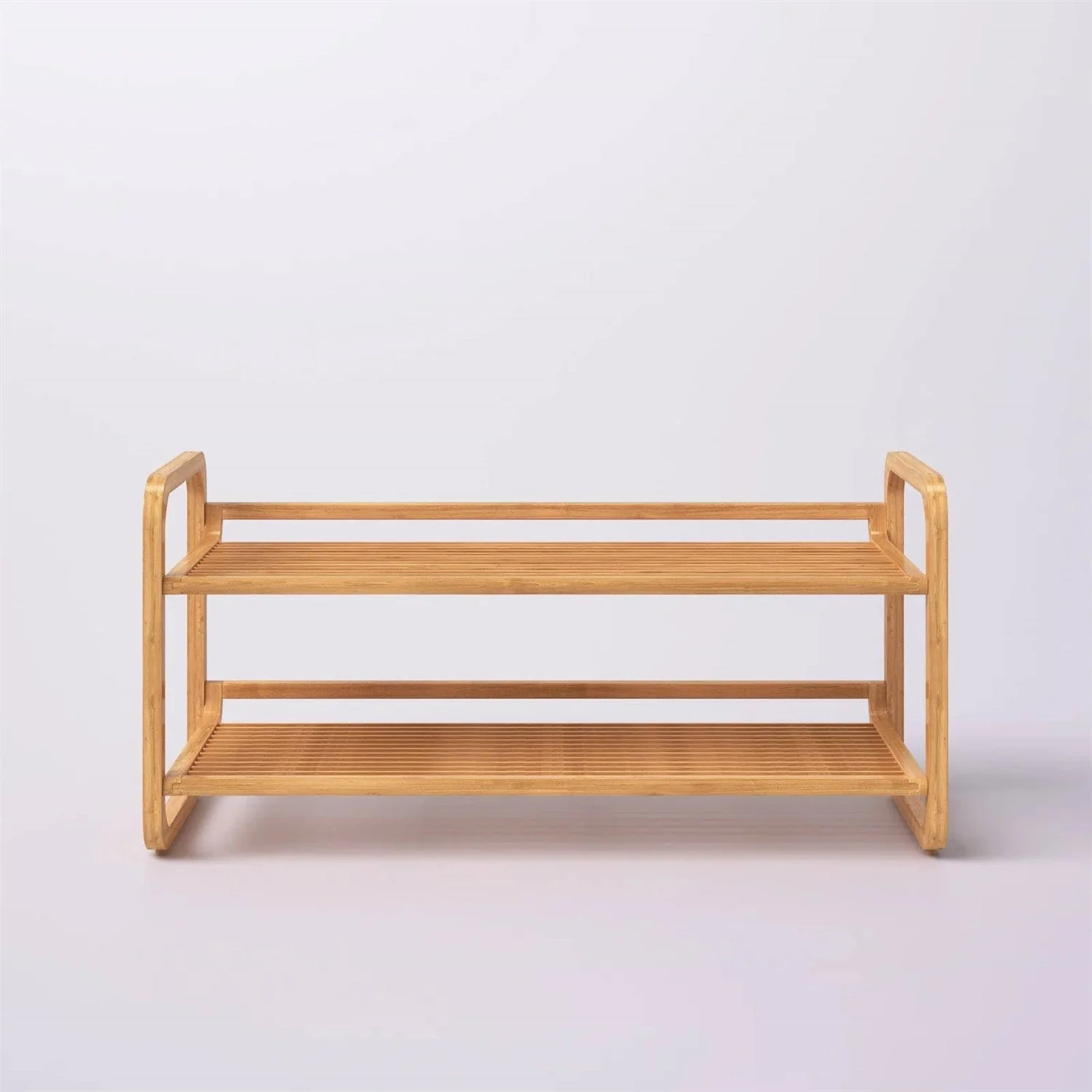 Bamboo Modern 2-Shelf Stackable Shoe Rack - Holds up to 8 Pair of Shoes - Image 4