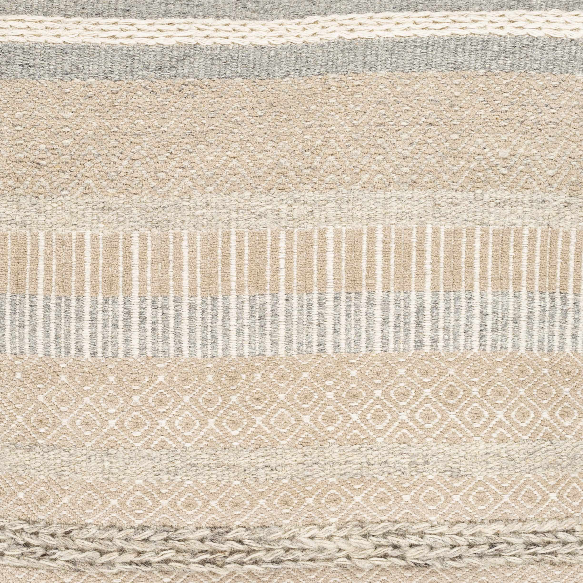 Bancroft Ivory Handwoven Textured Pouf - Image 3