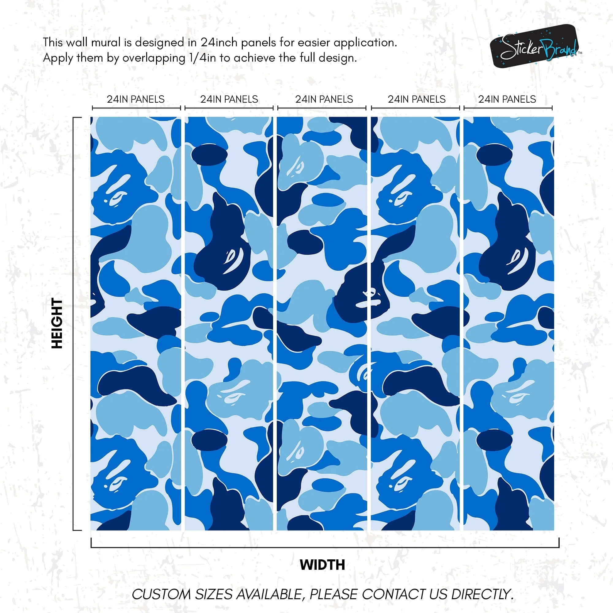 Bape Camo Wallpaper Mural. Blue Camo Streetwear Hype Beast Aesthetics. #7027 - Image 2