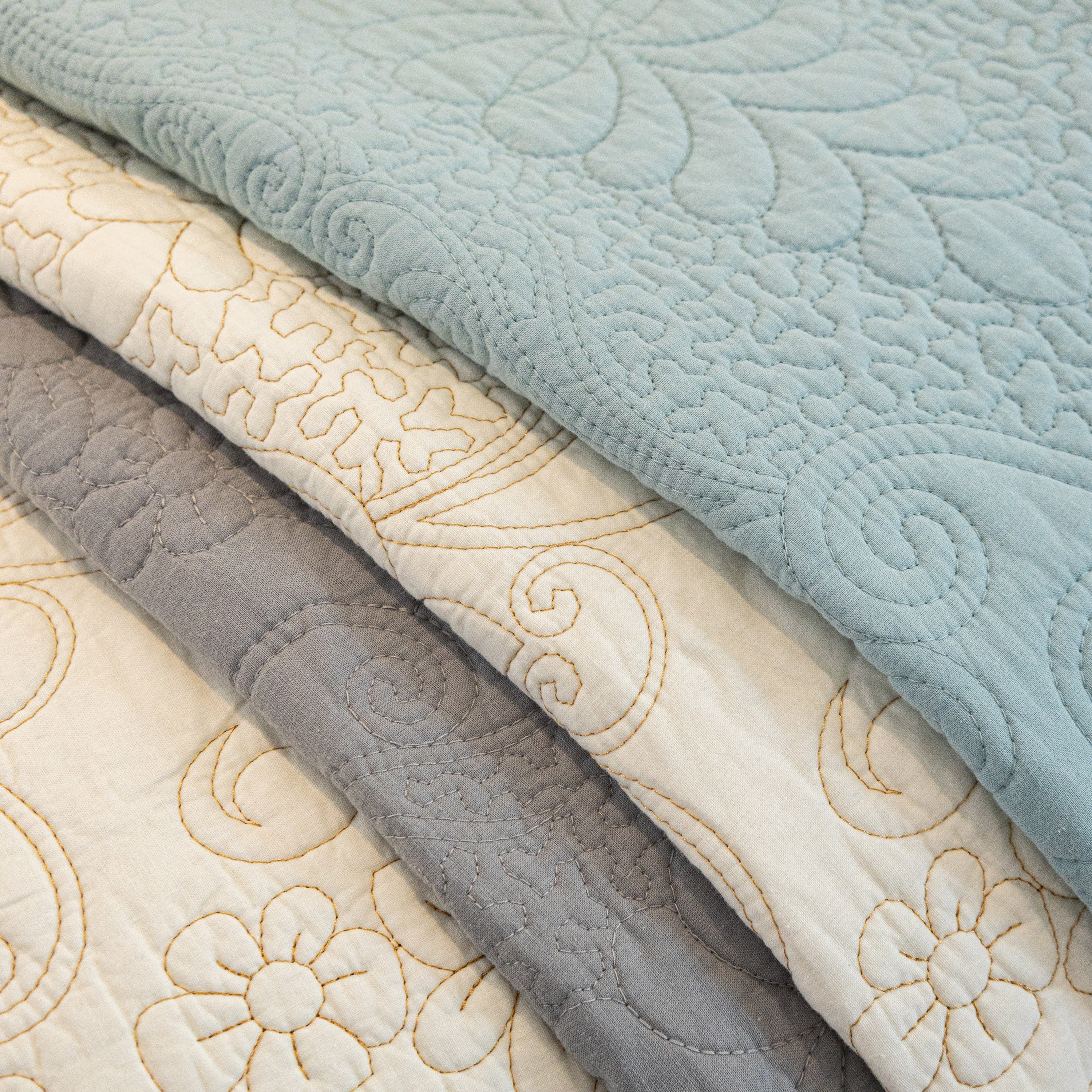 Baroque Floral Quilted Cotton Sofa Cover, Non-Slip Washable Couch Protector - Image 4