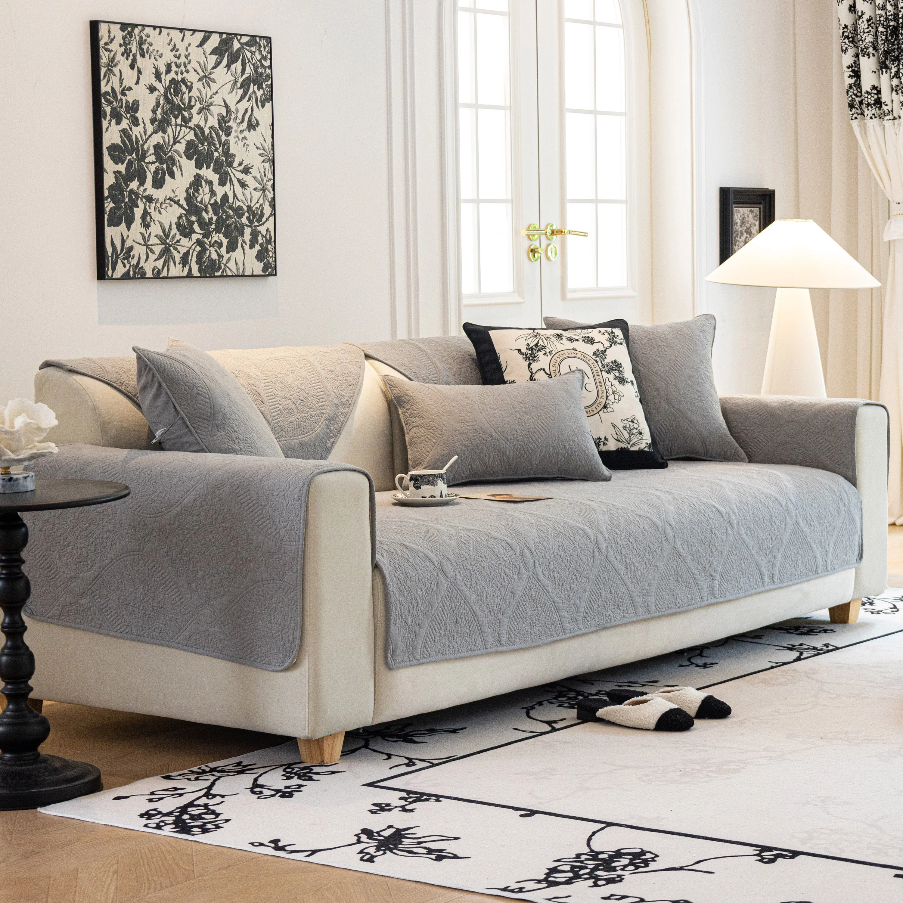 Baroque Sofa Cover – Quilted Cotton, Non-Slip, Washable with Ornate Embroidery - Image 32