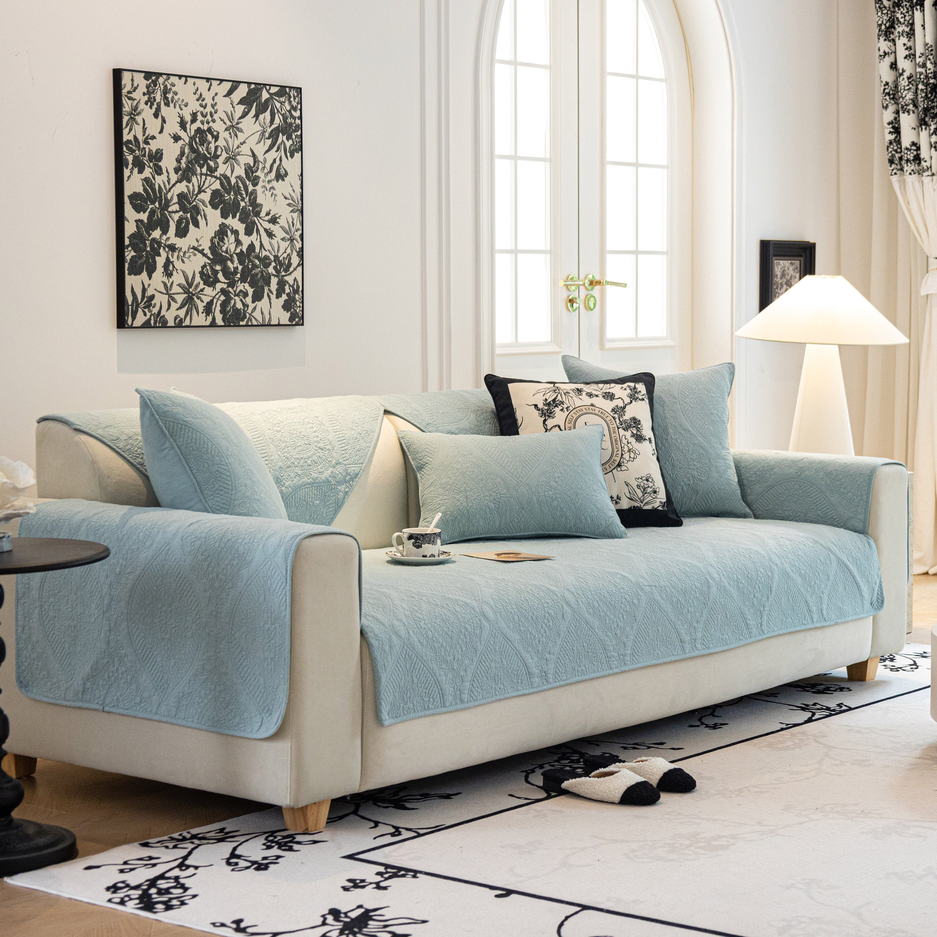Baroque Sofa Cover – Quilted Cotton, Non-Slip, Washable with Ornate Embroidery - Image 66