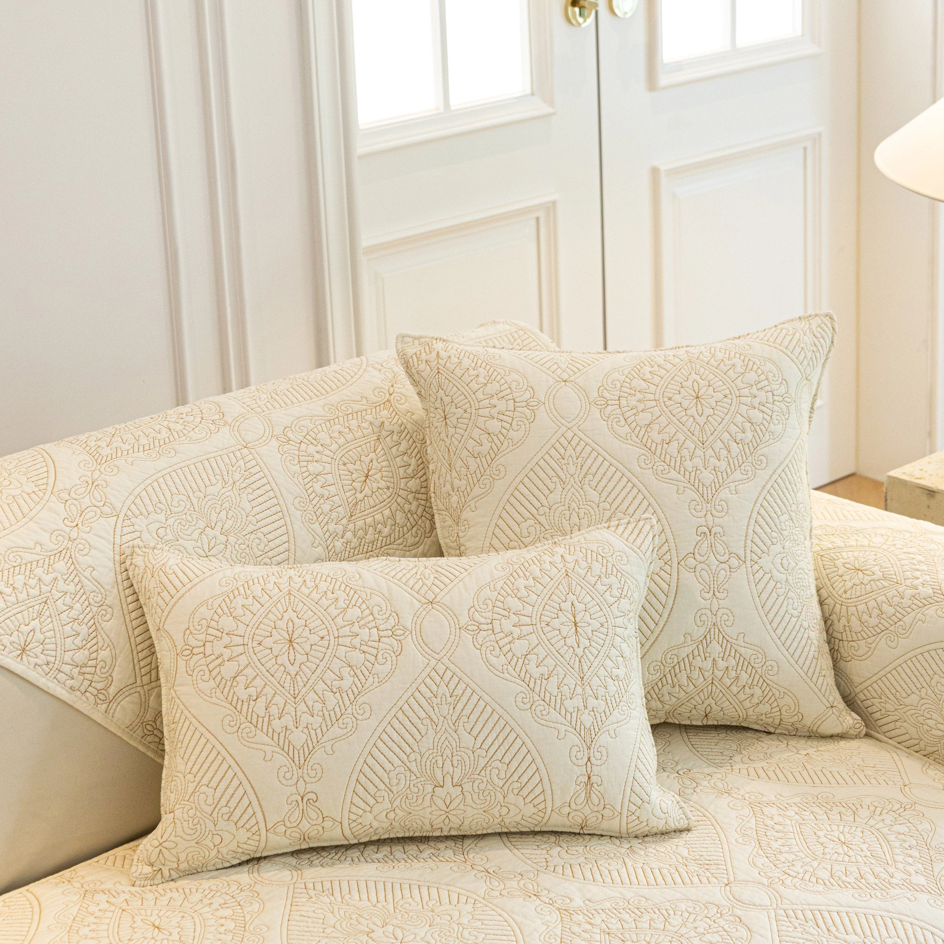 Baroque Sofa Cover – Quilted Cotton, Non-Slip, Washable with Ornate Embroidery - Image 9