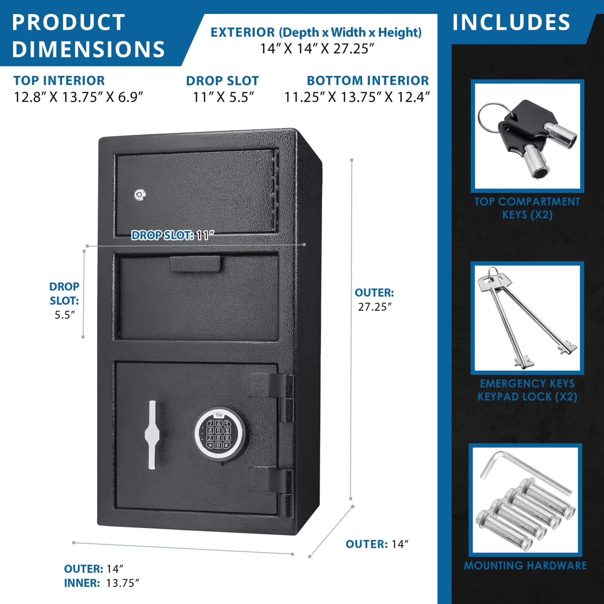 Barska 0.78 CF Heavy-Duty Large Steel Depository Safe With Digital Keypad (SAK75106) - Image 10