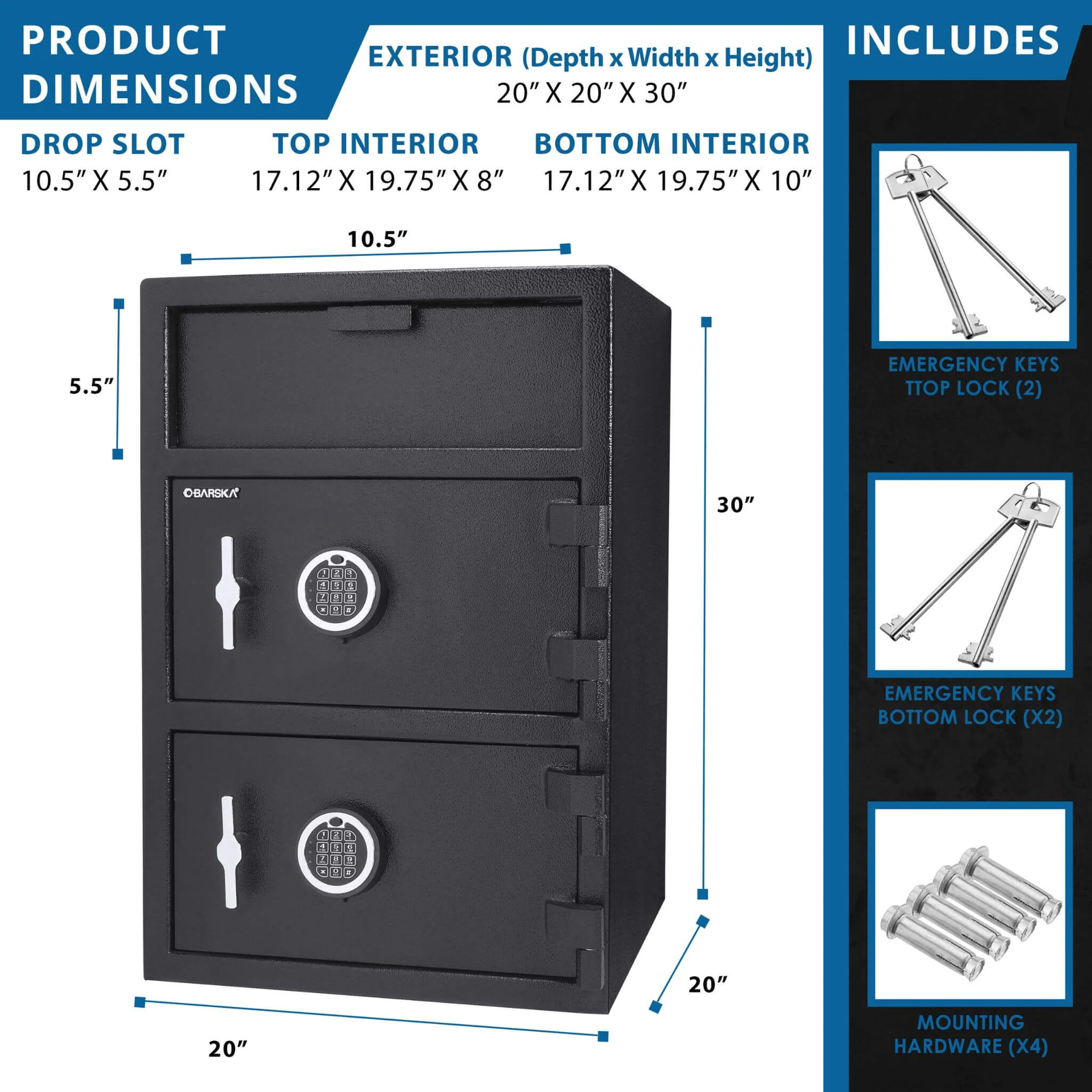 Barska 1.60 CF Digital Depository Dual Compartment Security Safe (SAK76021) - Image 10