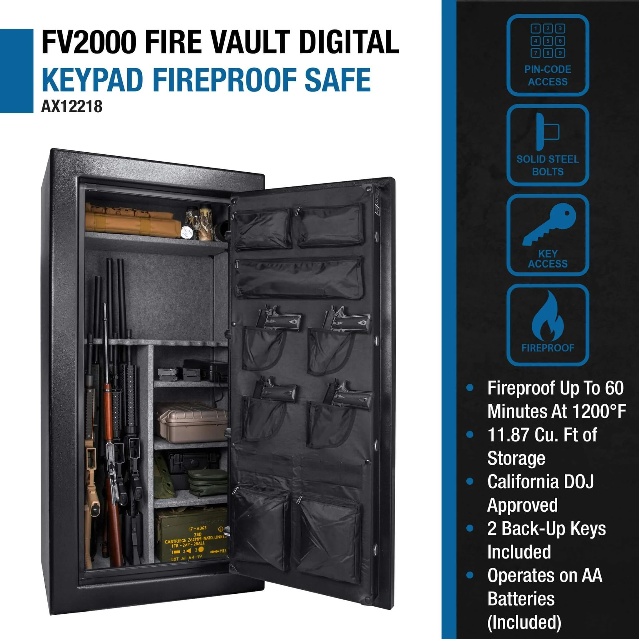 Barska 1.87 CF Heavy-Duty Extra-Large Industrial Steel Fireproof Safe Vault With Digital Keypad (SAK63810) - Image 10