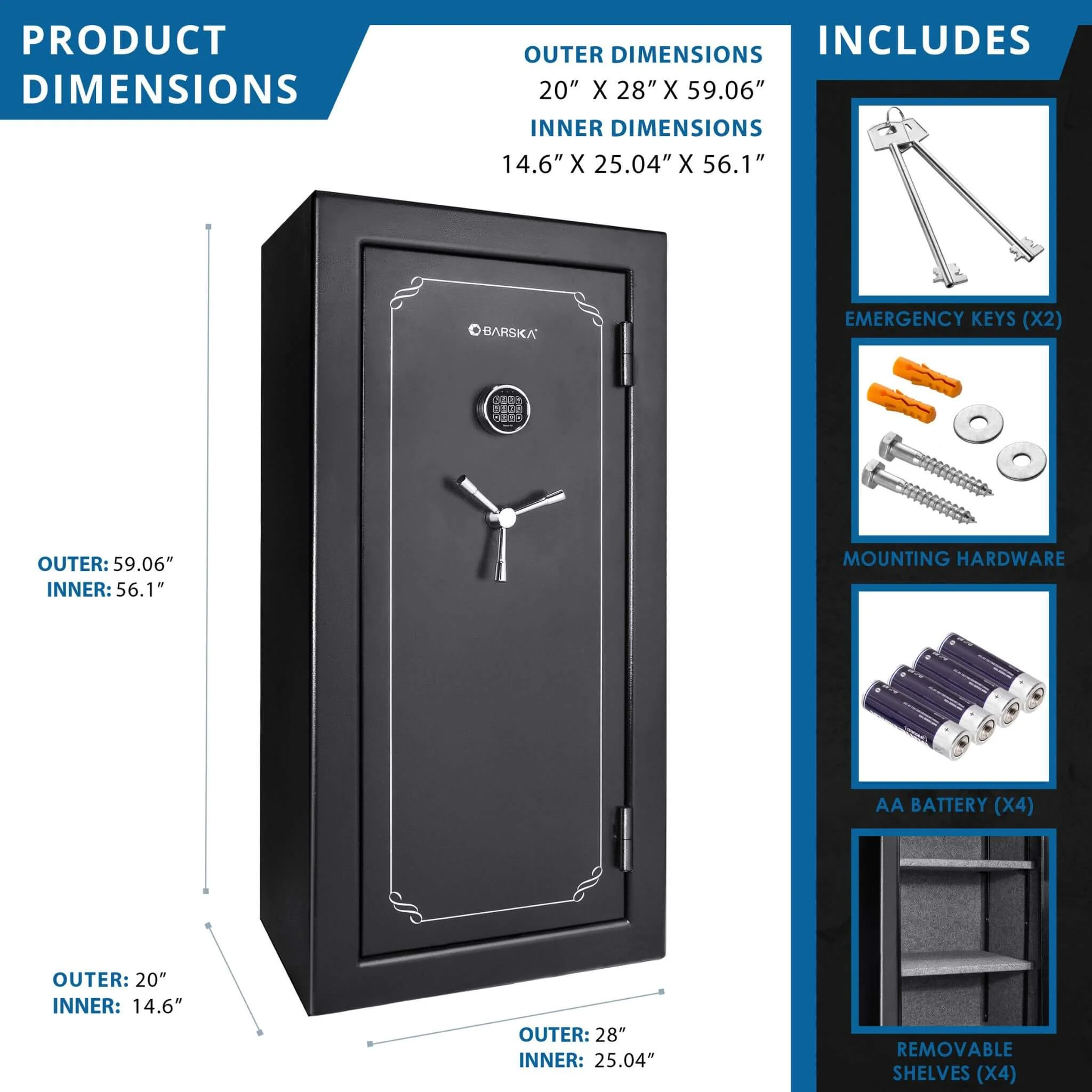 Barska 1.87 CF Heavy-Duty Extra-Large Industrial Steel Fireproof Safe Vault With Digital Keypad (SAK63810) - Image 11