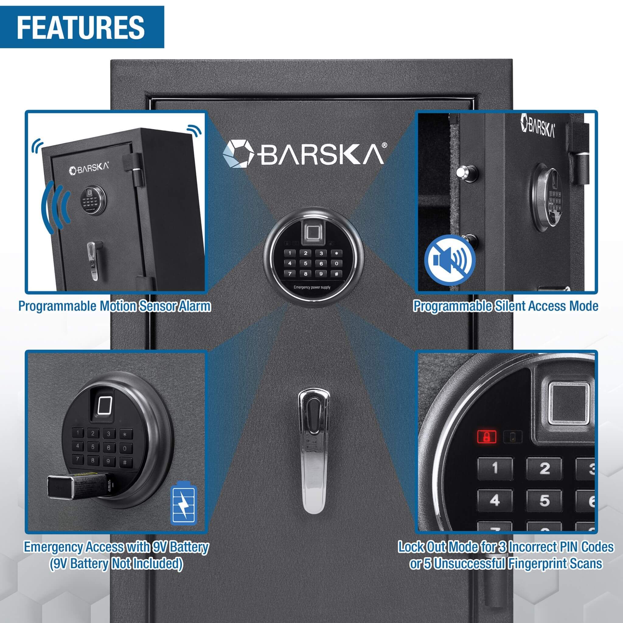 Barska 2.02 CF Heavy-Duty Fire Resistant Safe With Biometric Keypad (SAK29487) - Image 8