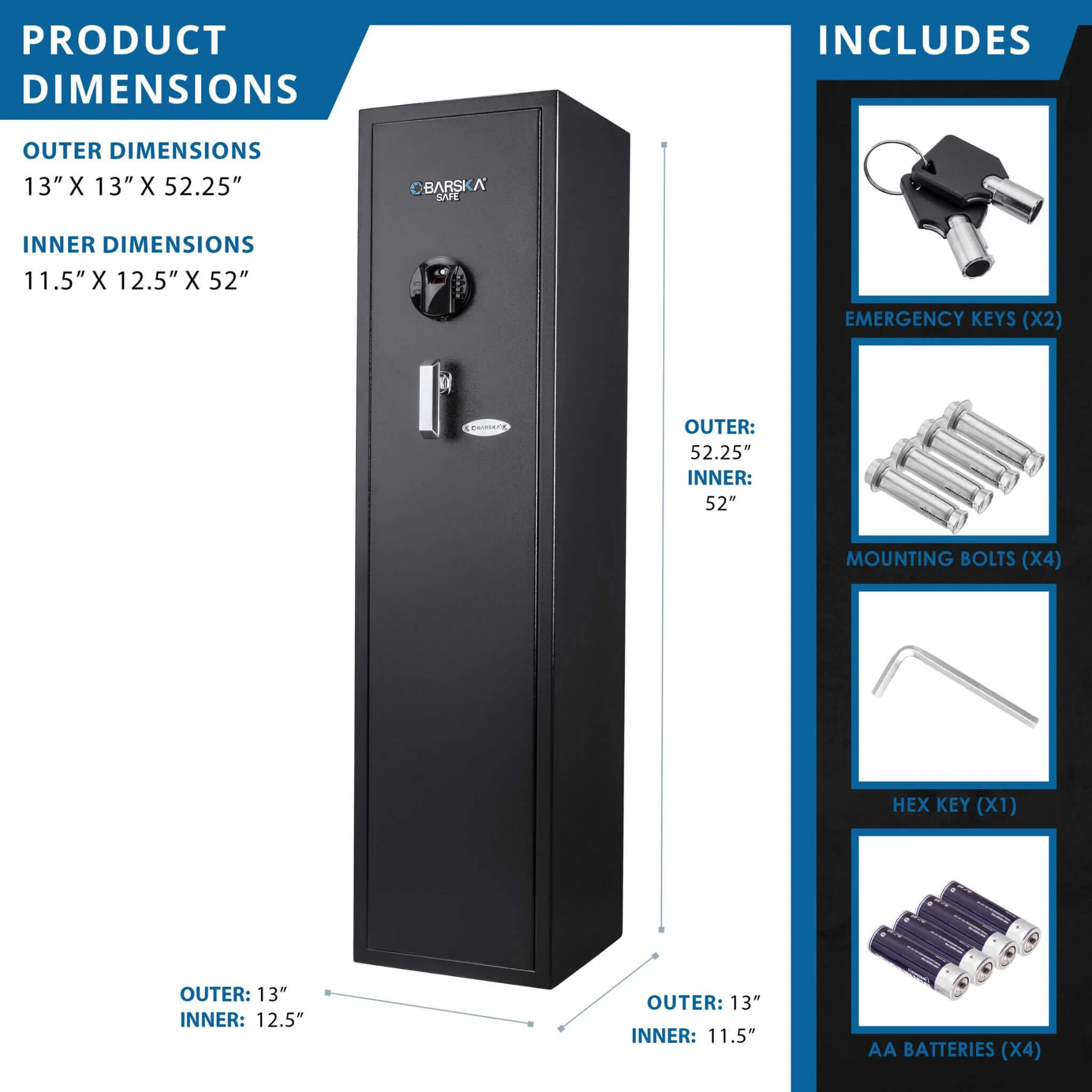 Barska 4.33 CF Heavy-Duty Rifle Gun Safe With Biometric And Digital Keypad Access (SAK80356) - Image 10