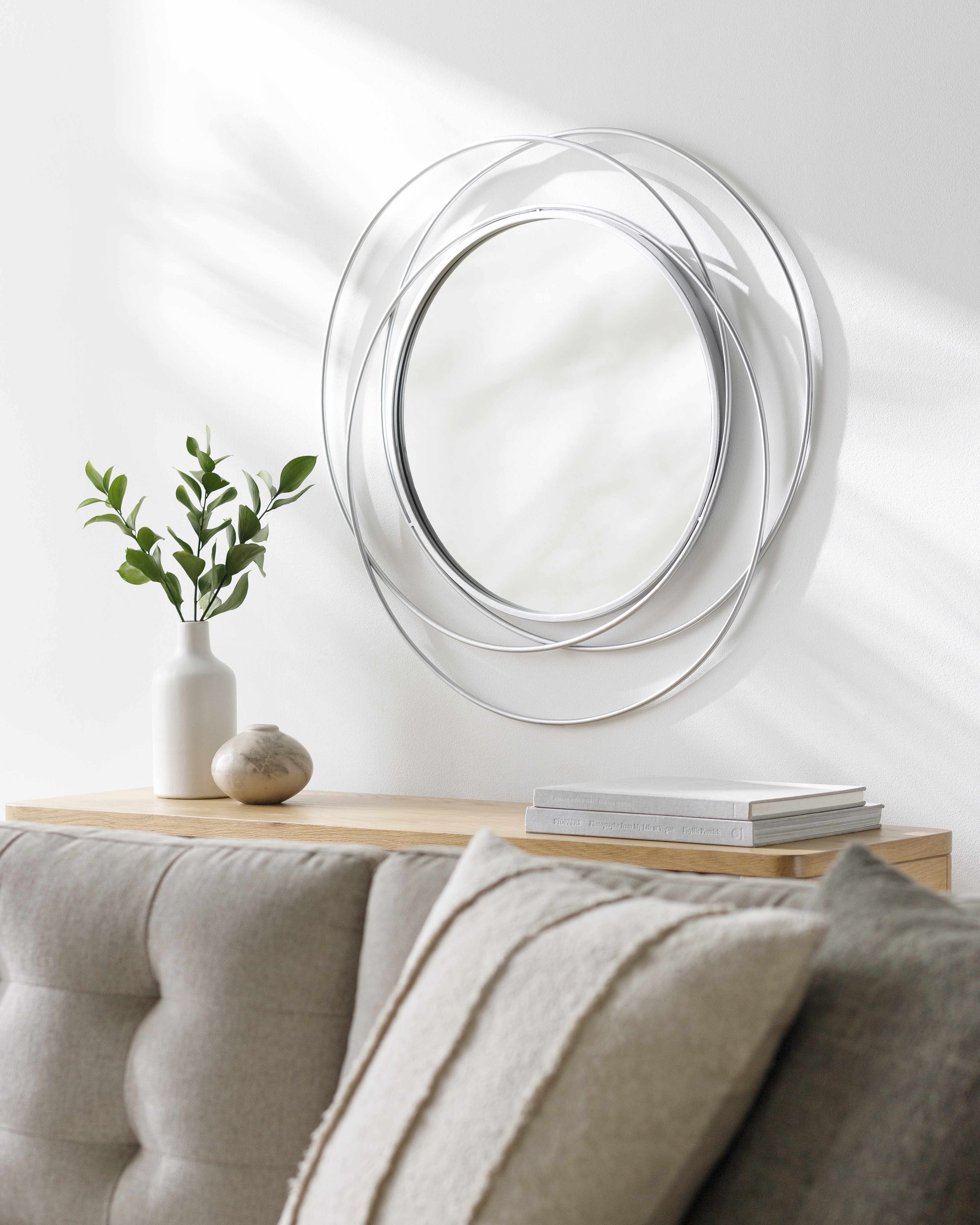 Basay Round Silver Gray Mirror - Image 10