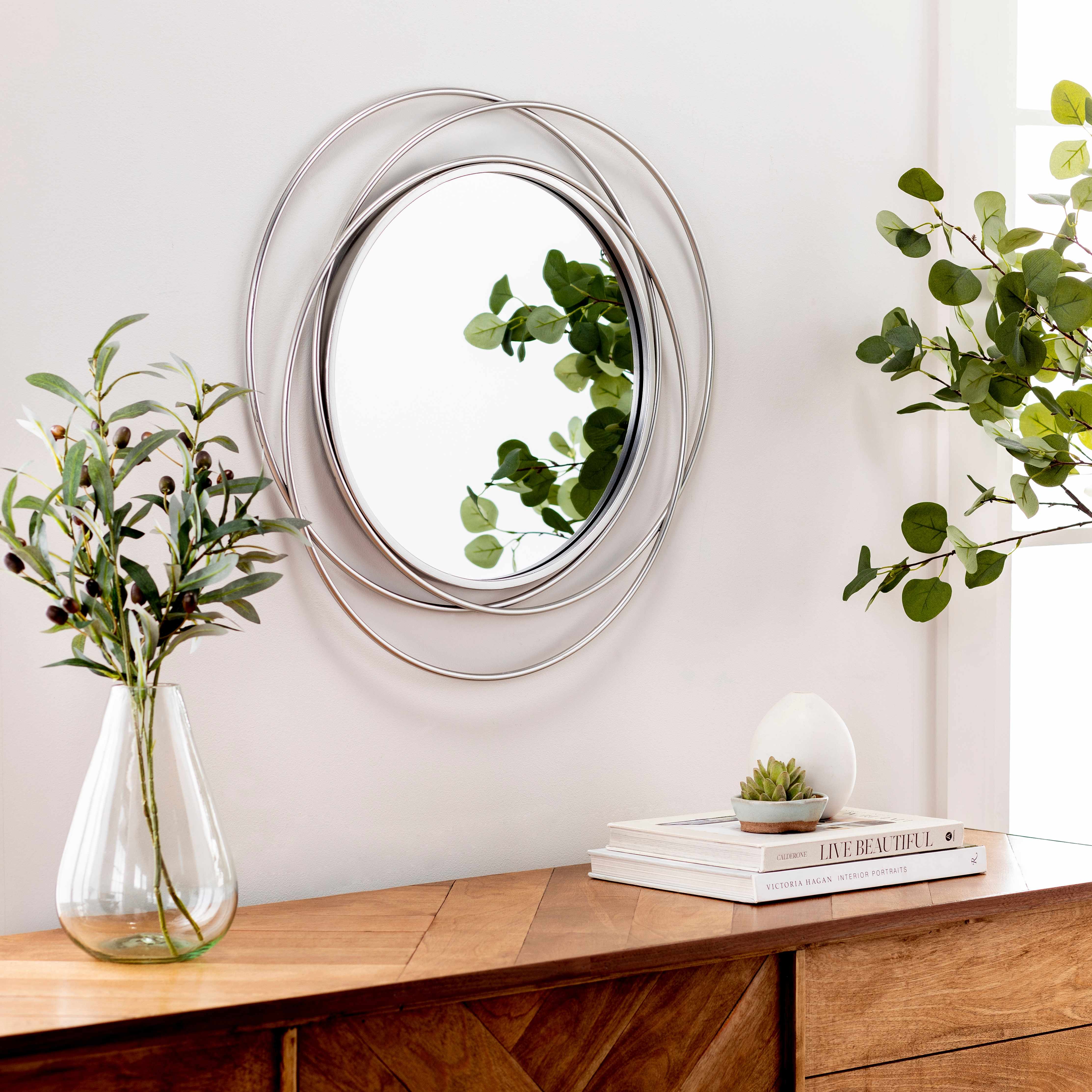 Basay Round Silver Gray Mirror - Image 9