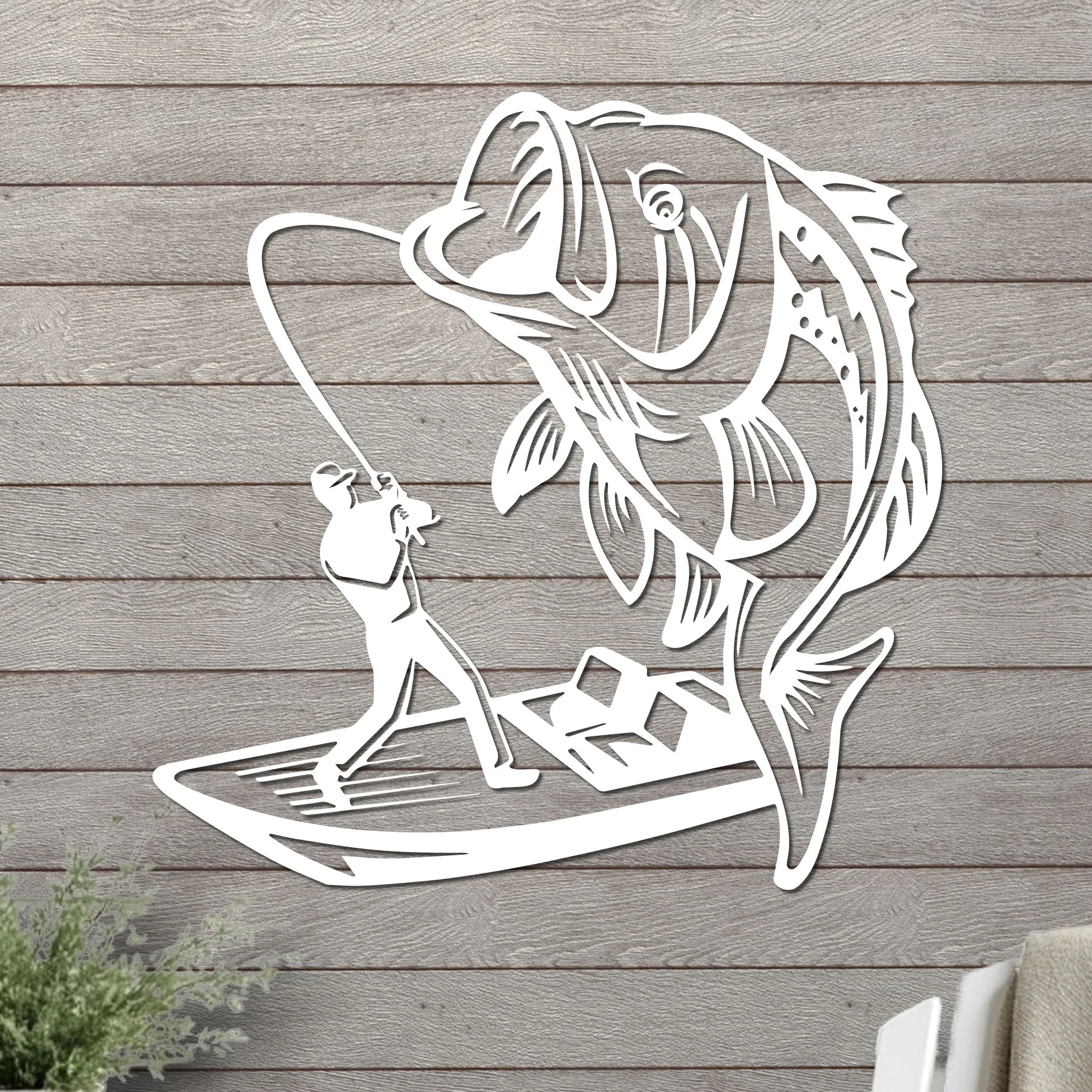 Bass Fishing On a Boat Sign - Image 2