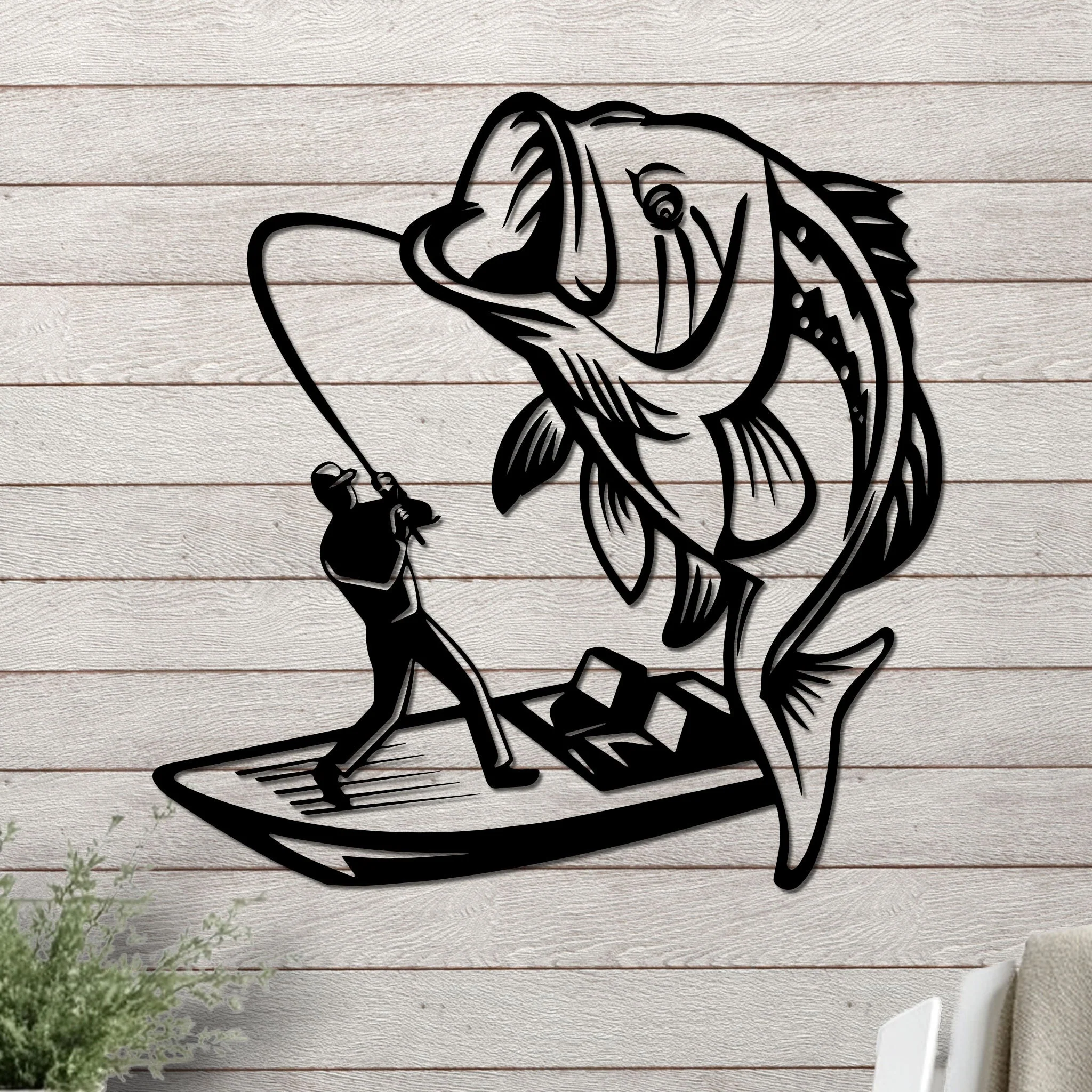 Bass Fishing On a Boat Sign - Image 6