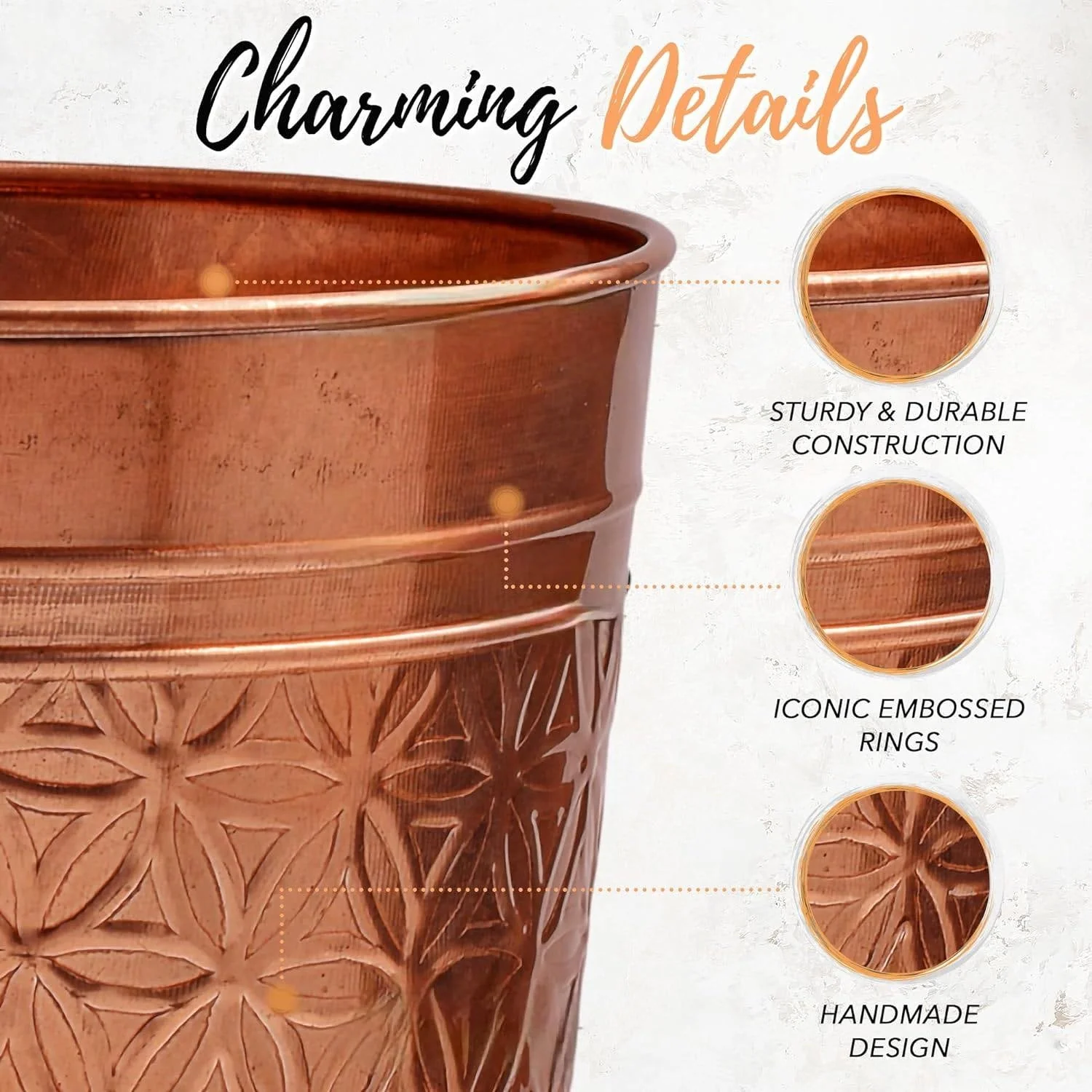 Bathroom Bedroom Metal Trash Can Waste Basket in Copper Finish - Image 4