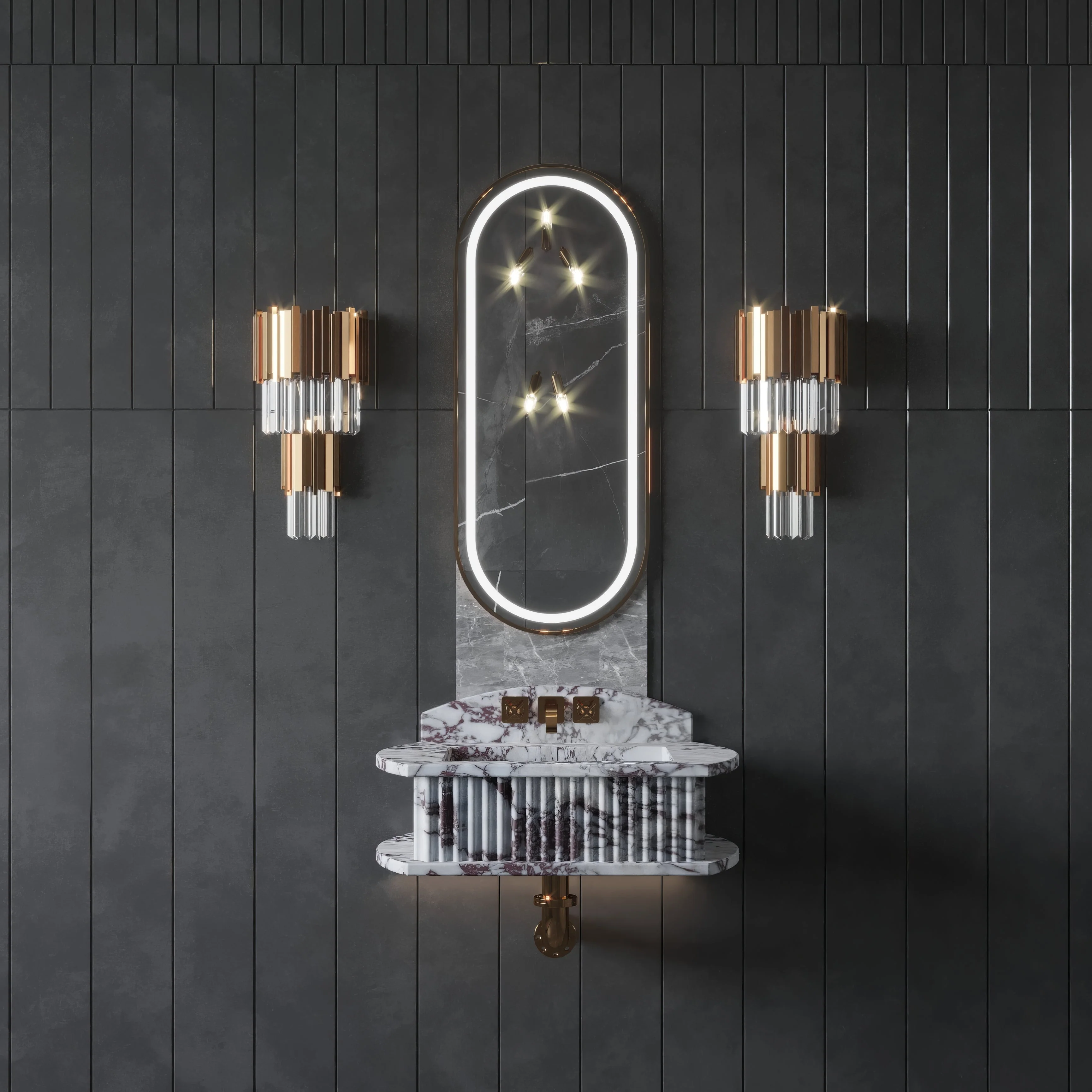 Bathroom Fluted Marble Sinks - Image 3