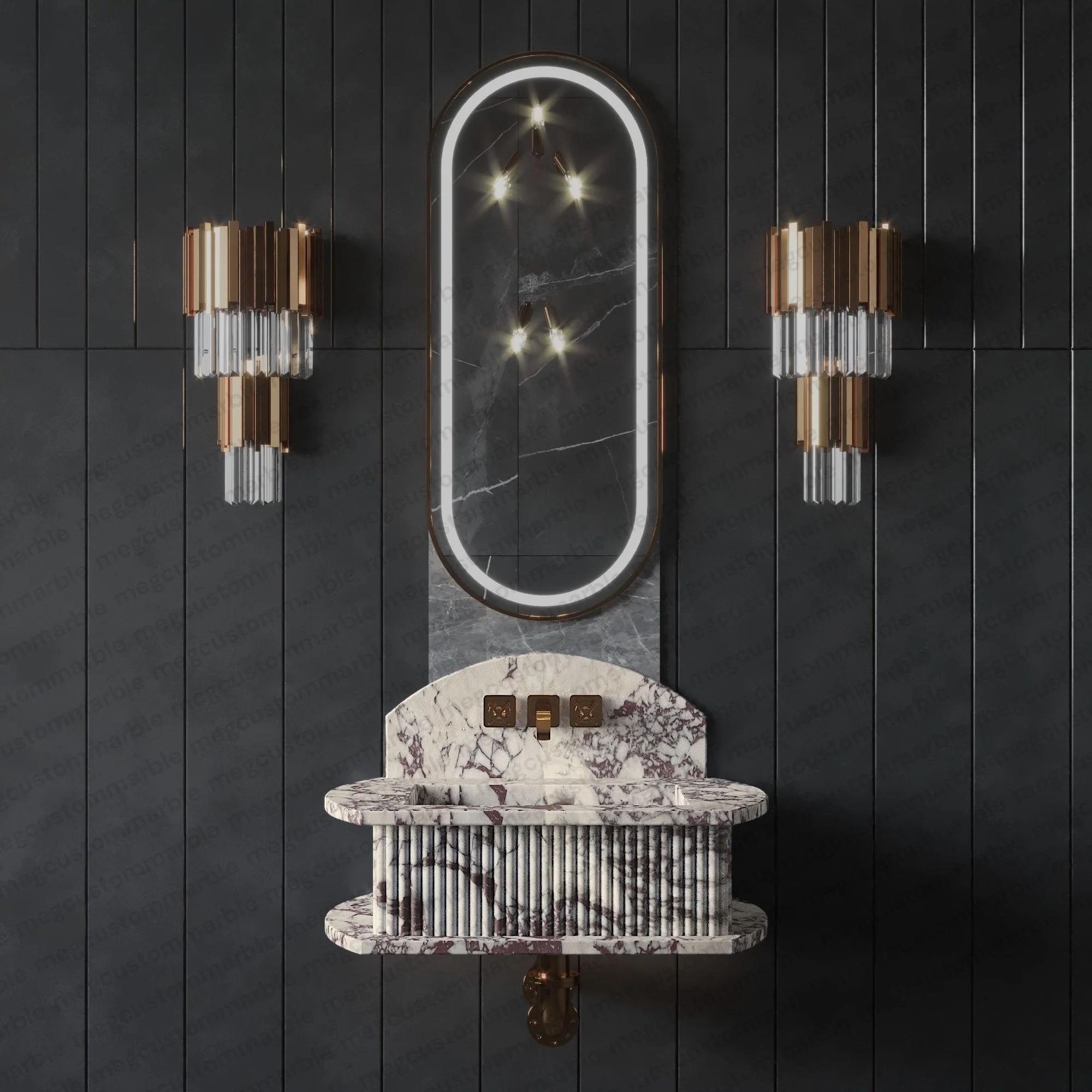 Bathroom Fluted Marble Sinks - Image 6