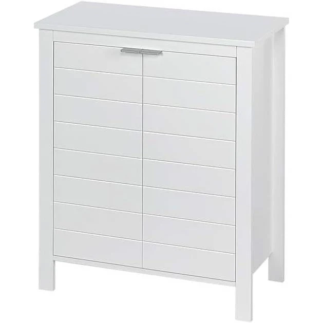 Bathroom Linen Cabinet with Storage Shelf in White Wood Finish - Image 2