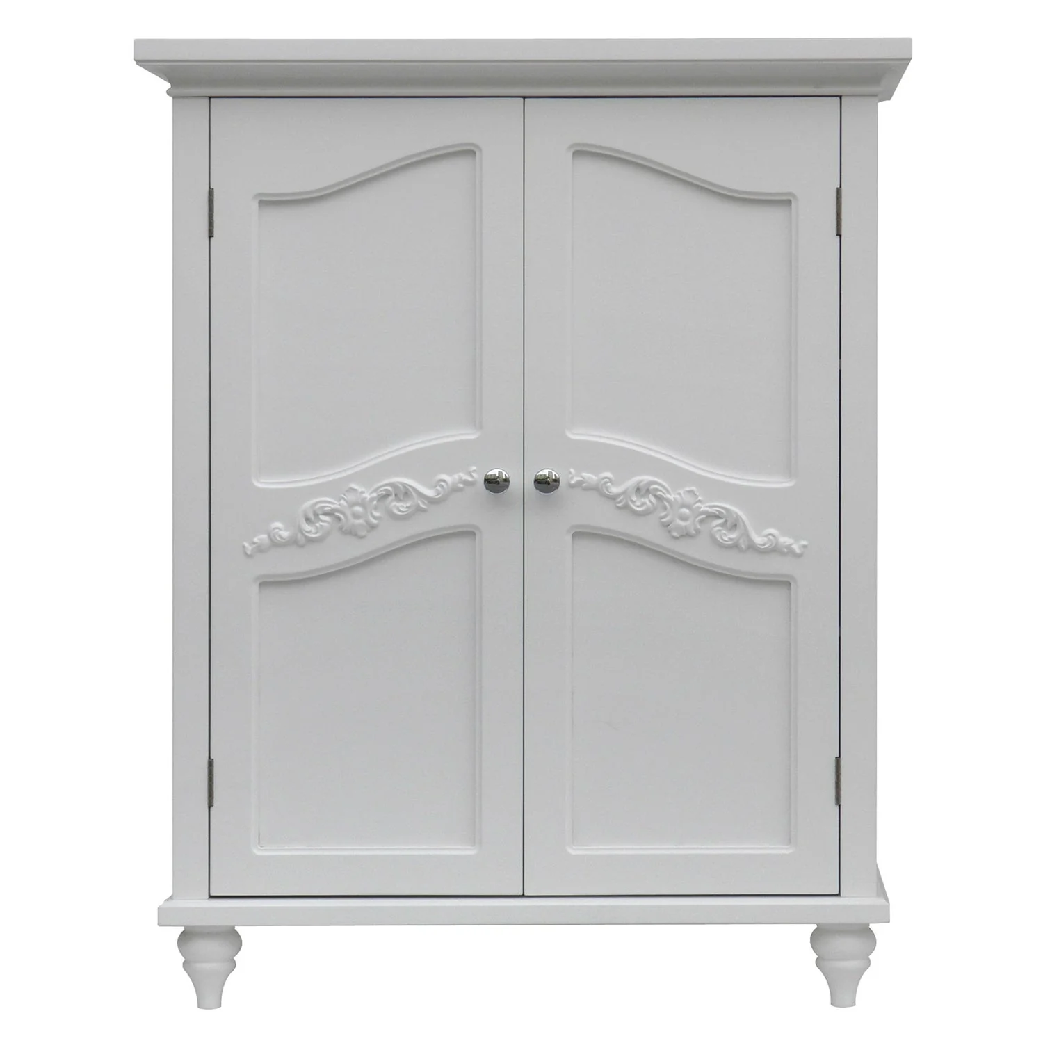 Bathroom Linen Storage Floor Cabinet with 2-Doors in White Wood Finish - Image 3