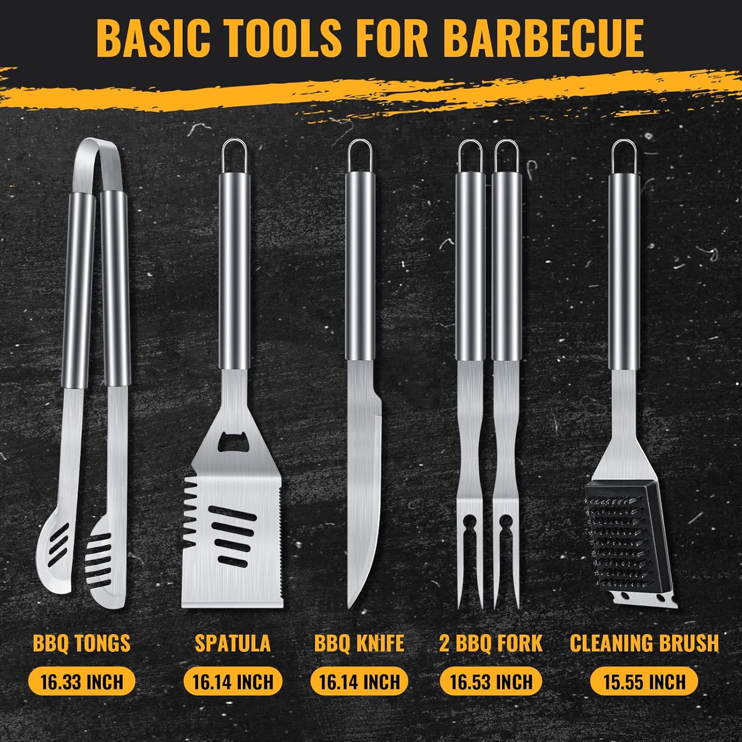 BBQ Tool Grilling Accessories, 16-Inch Stainless Steel BBQ Grill Tools - Image 10