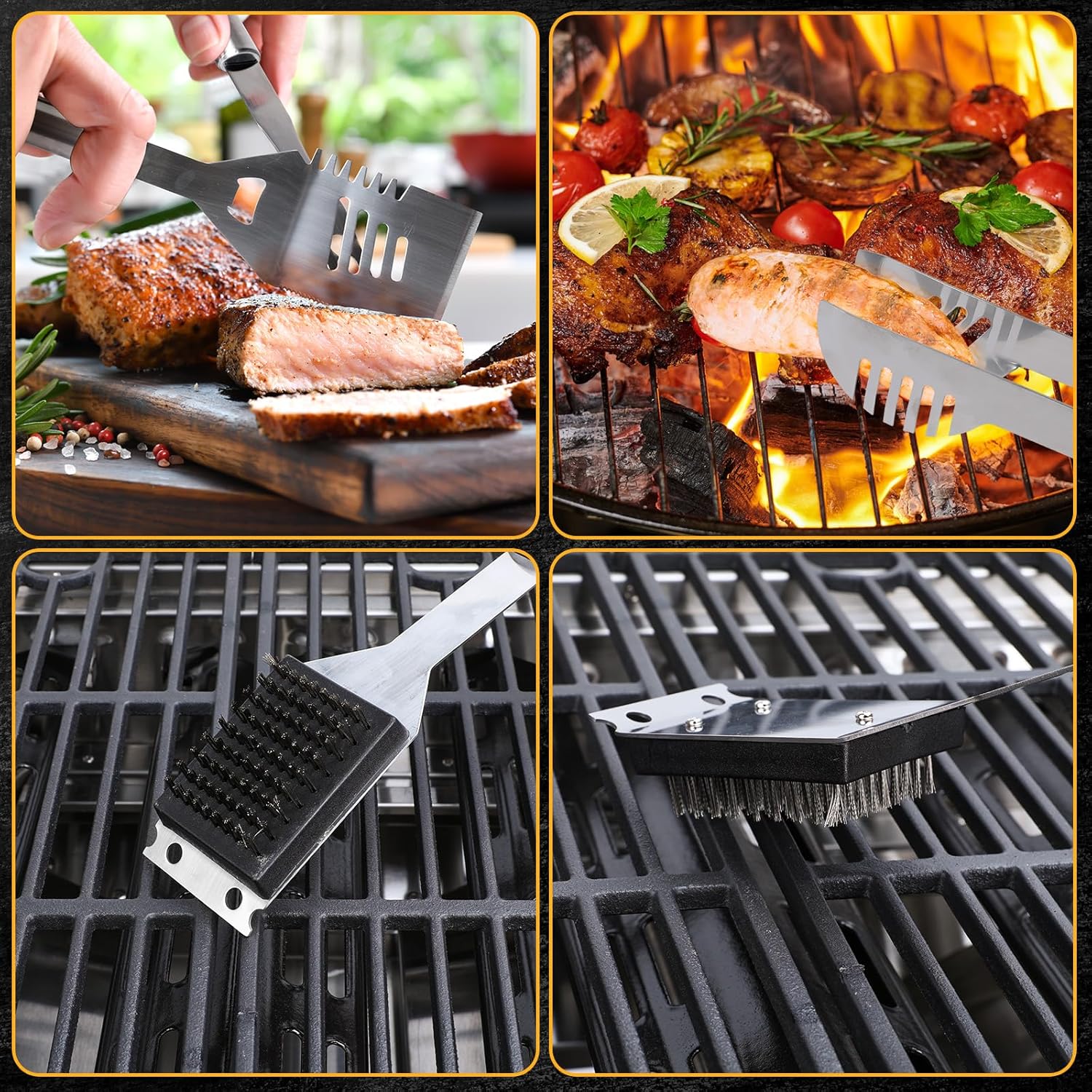 BBQ Tool Grilling Accessories, 16-Inch Stainless Steel BBQ Grill Tools - Image 7