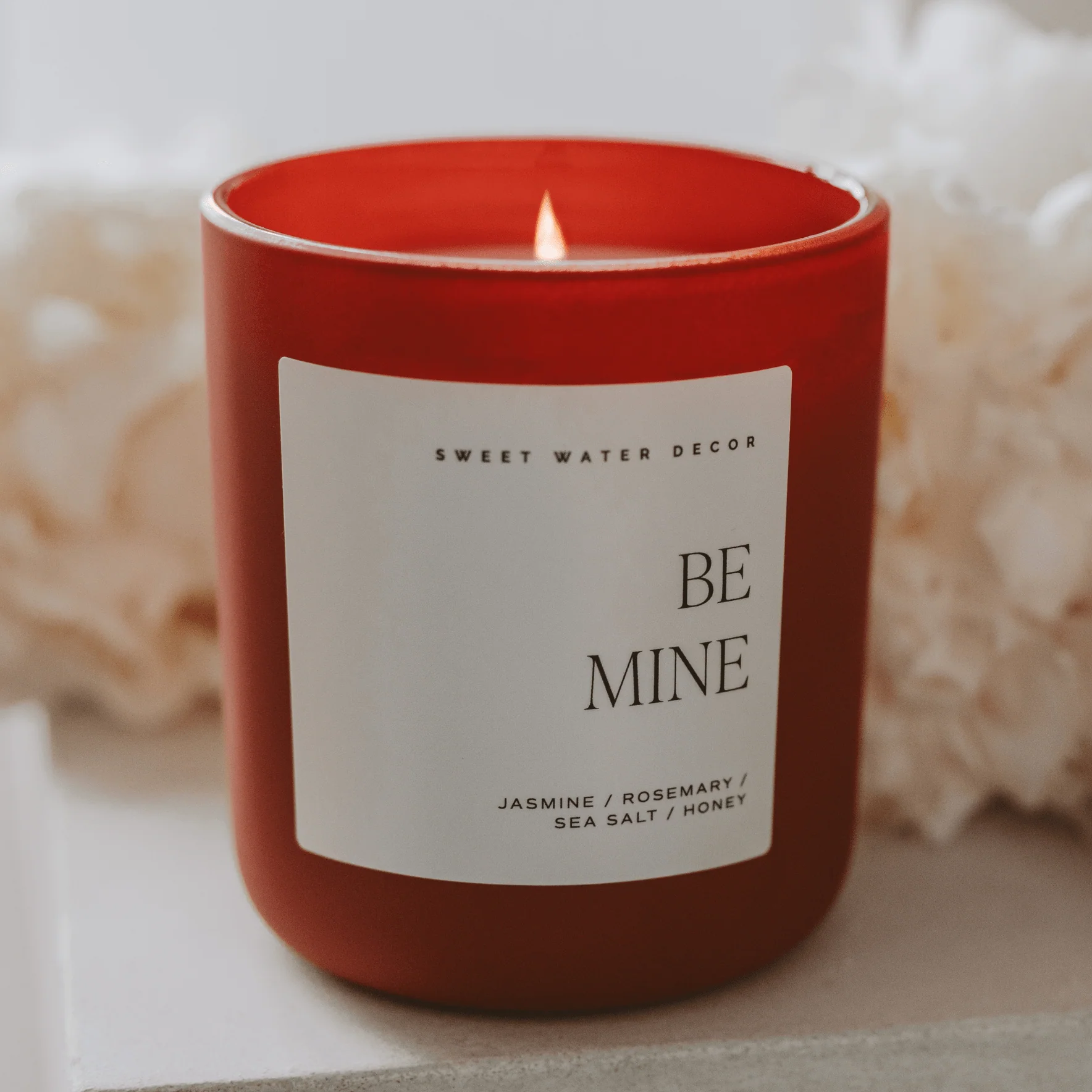 Be Mine Soy Candle - Red Matte Jar - 15 oz (Wildflowers and Salt) - Image 2
