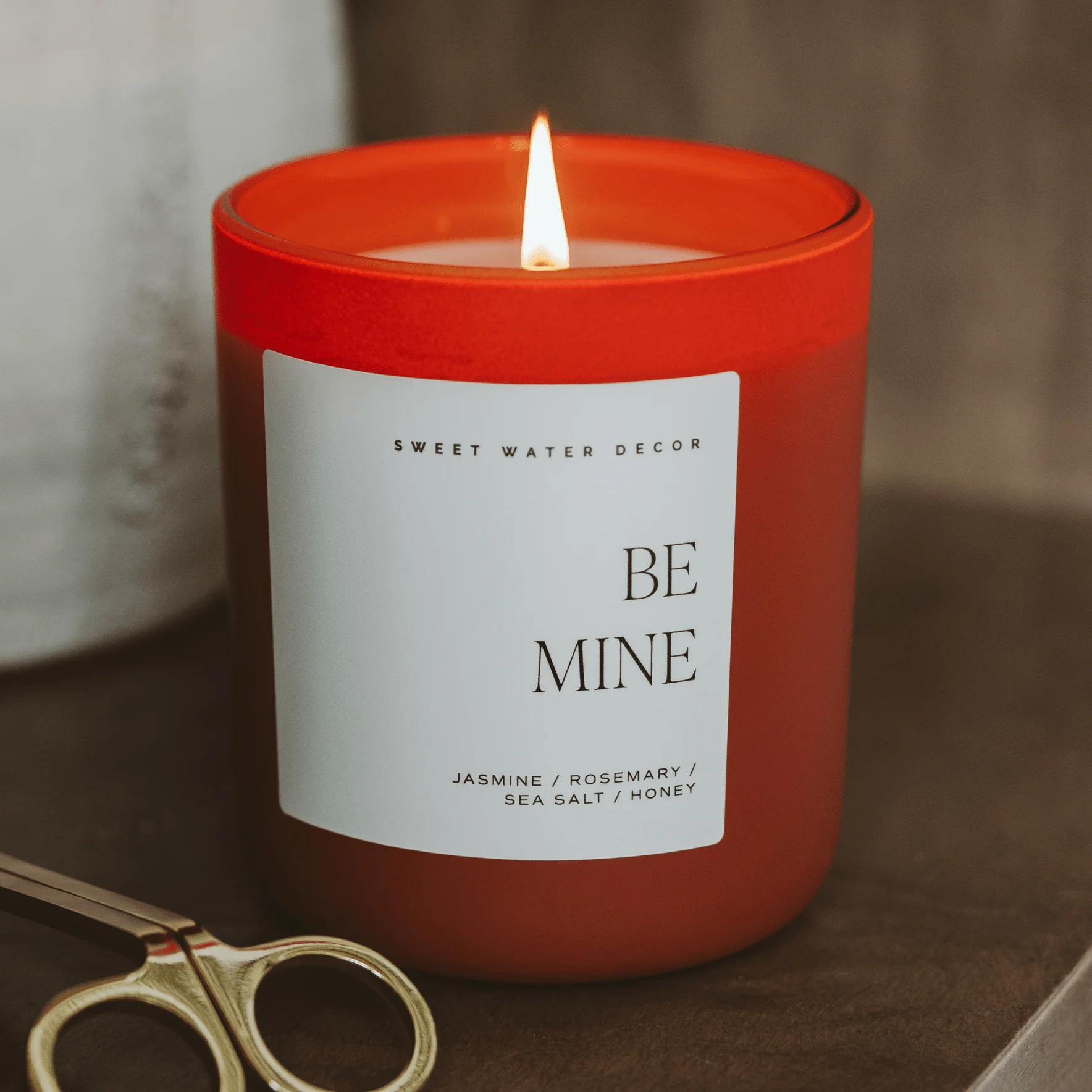 Be Mine Soy Candle - Red Matte Jar - 15 oz (Wildflowers and Salt) - Image 3