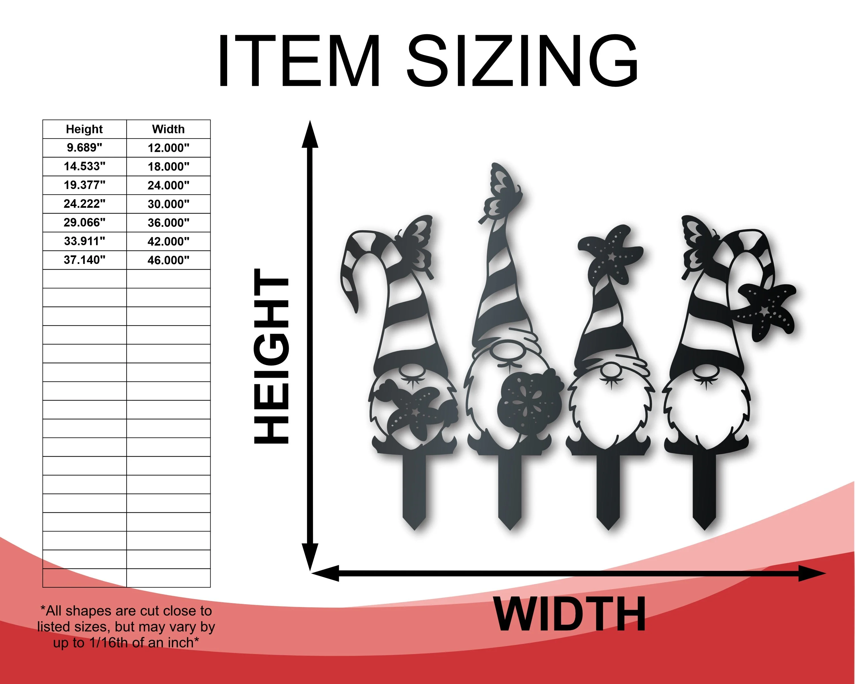 Beach Gnomes Metal Garden Stakes | Set of Four Garden Stakes | Up to 24" | Over 20 Color Options - Image 2