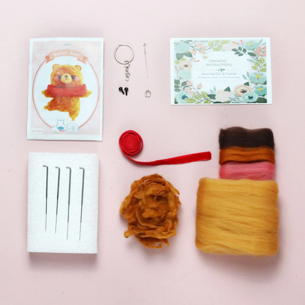 Bear Needle Felting Kit. Wizardi DIY Wool Craft Kit F07N8-W184 - Image 2