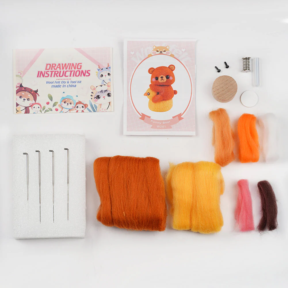 Bear Needle Felting Kit. Wizardi DIY Wool Craft Kit F07N8-W281 - Image 3