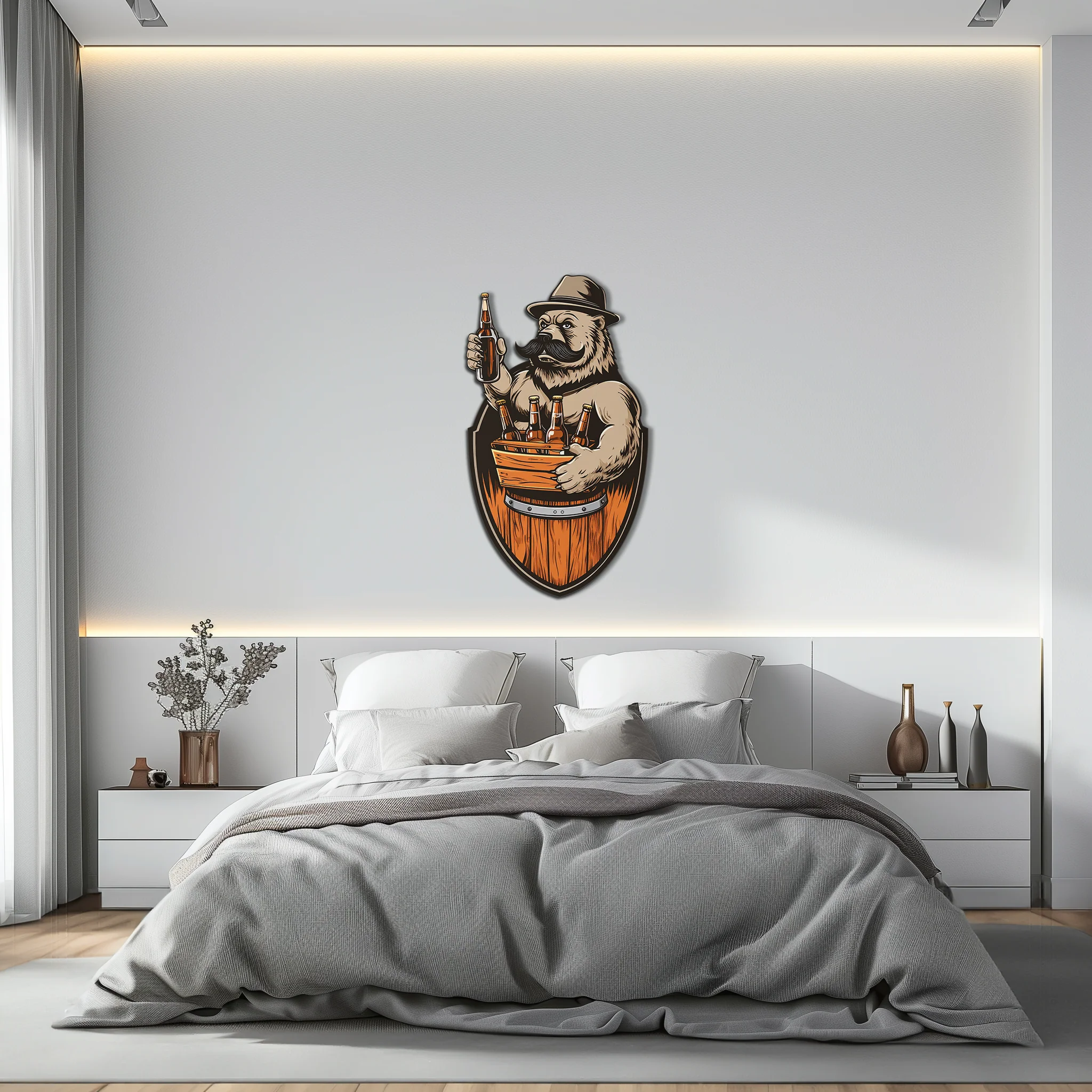 Bearded Beer Bear Metal Wall Art – Funny Bar UV Decor-KAFUVM006 - Image 3