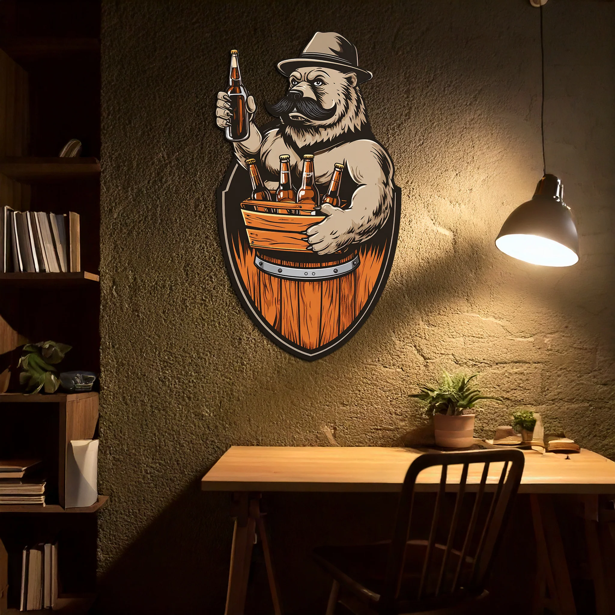 Bearded Beer Bear Metal Wall Art – Funny Bar UV Decor-KAFUVM006 - Image 4
