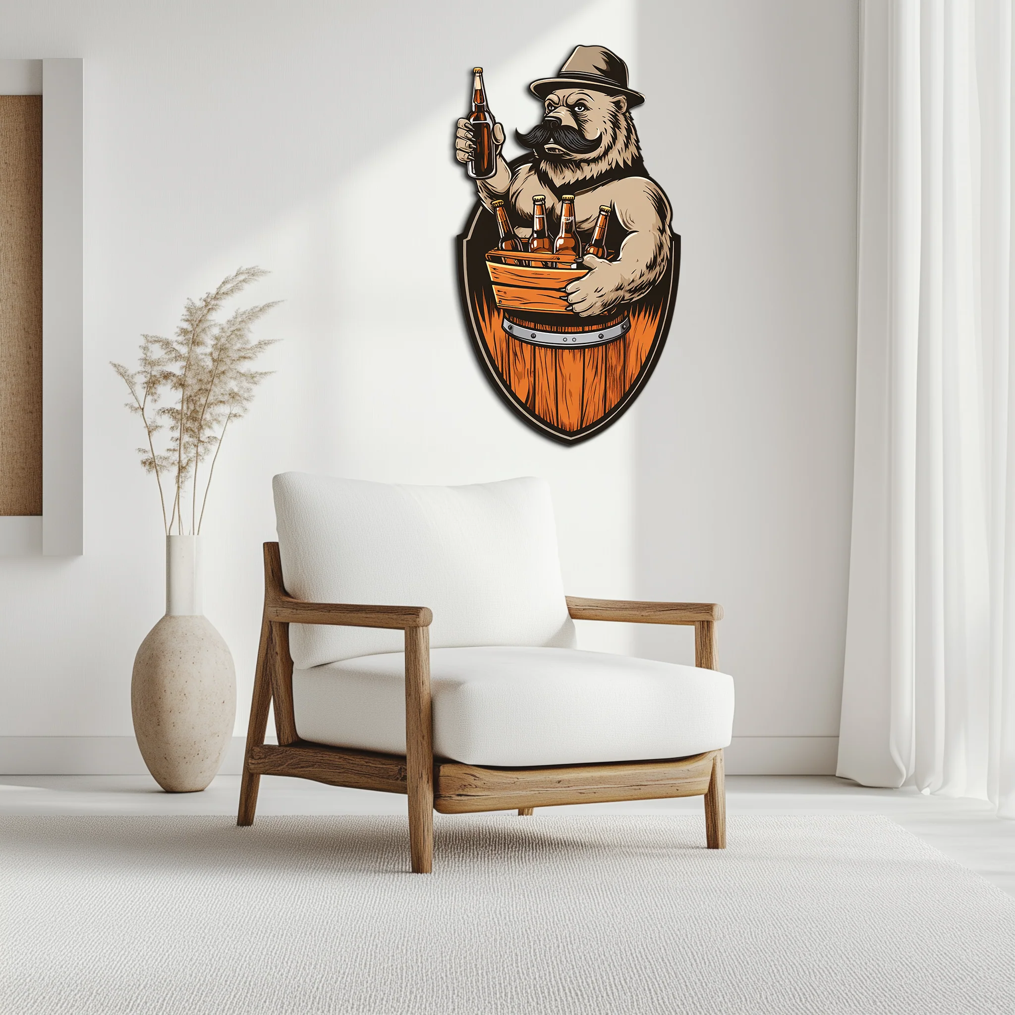Bearded Beer Bear Metal Wall Art – Funny Bar UV Decor-KAFUVM006 - Image 5