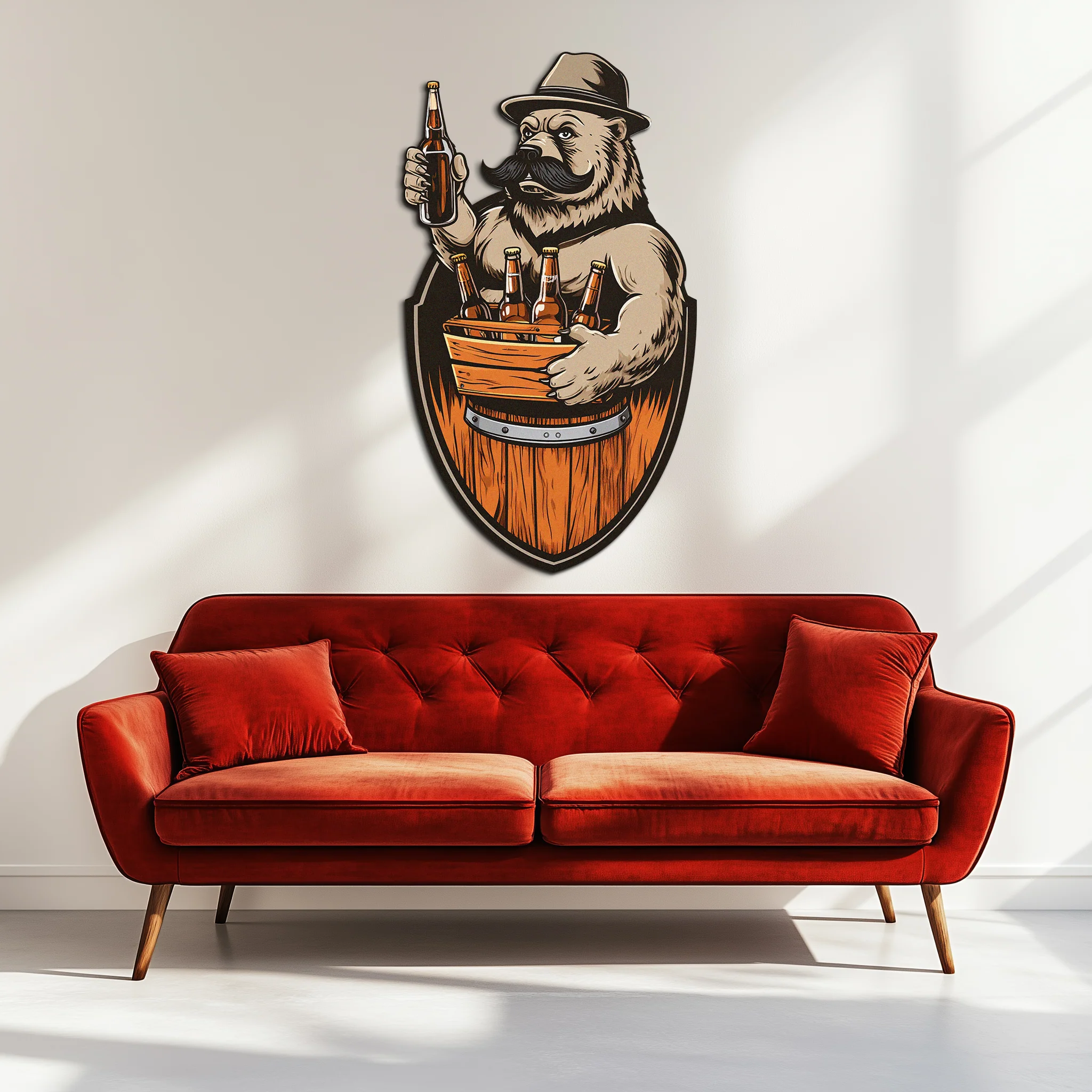 Bearded Beer Bear Metal Wall Art – Funny Bar UV Decor-KAFUVM006 - Image 6
