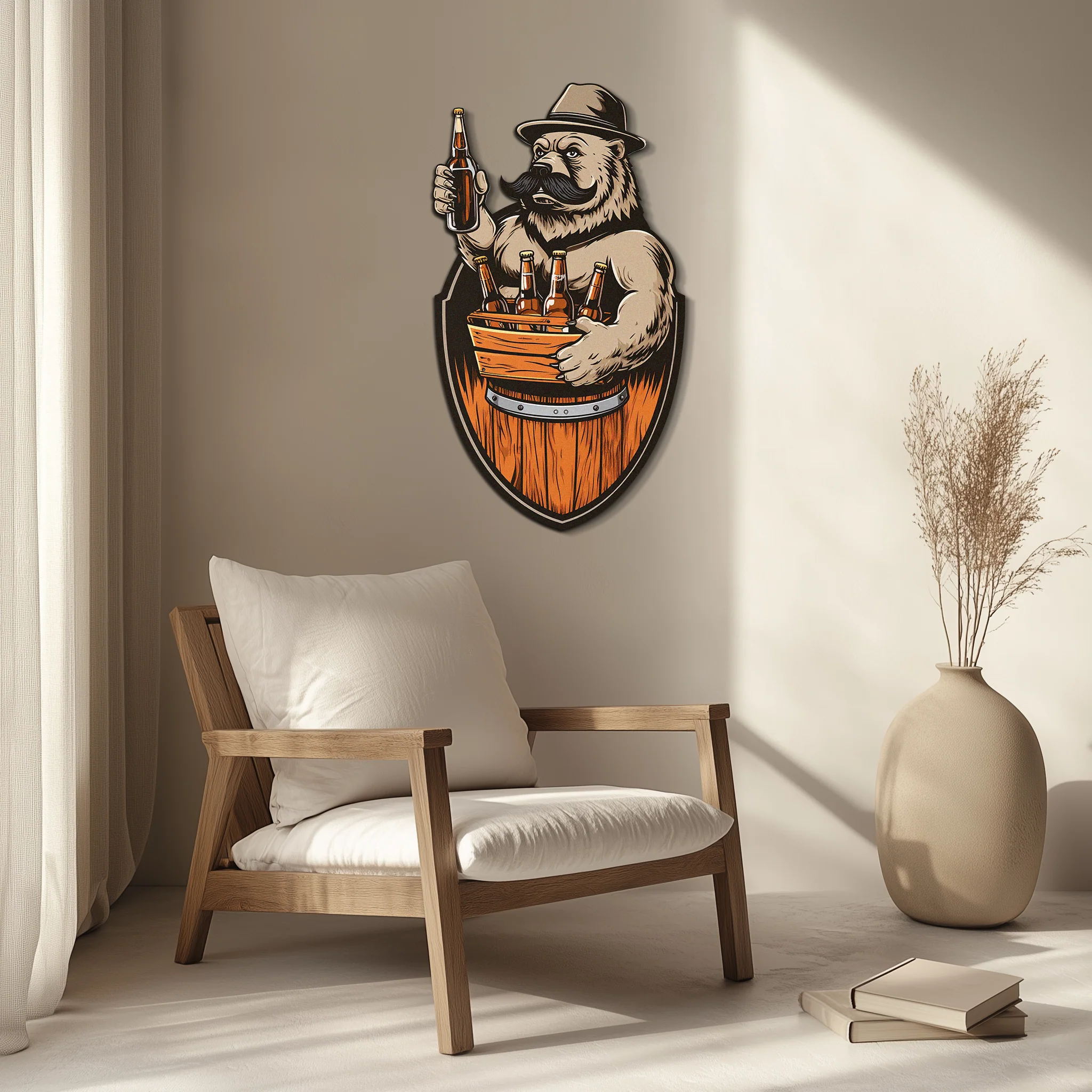 Bearded Beer Bear Metal Wall Art – Funny Bar UV Decor-KAFUVM006 - Image 7