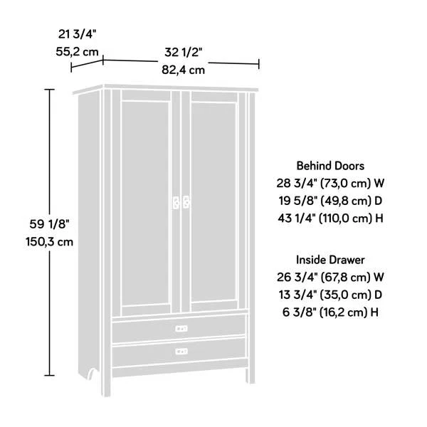 Bedroom Armoire Cabinet with Bottom Storage Drawer in Black Oak Wood Finish - Image 5