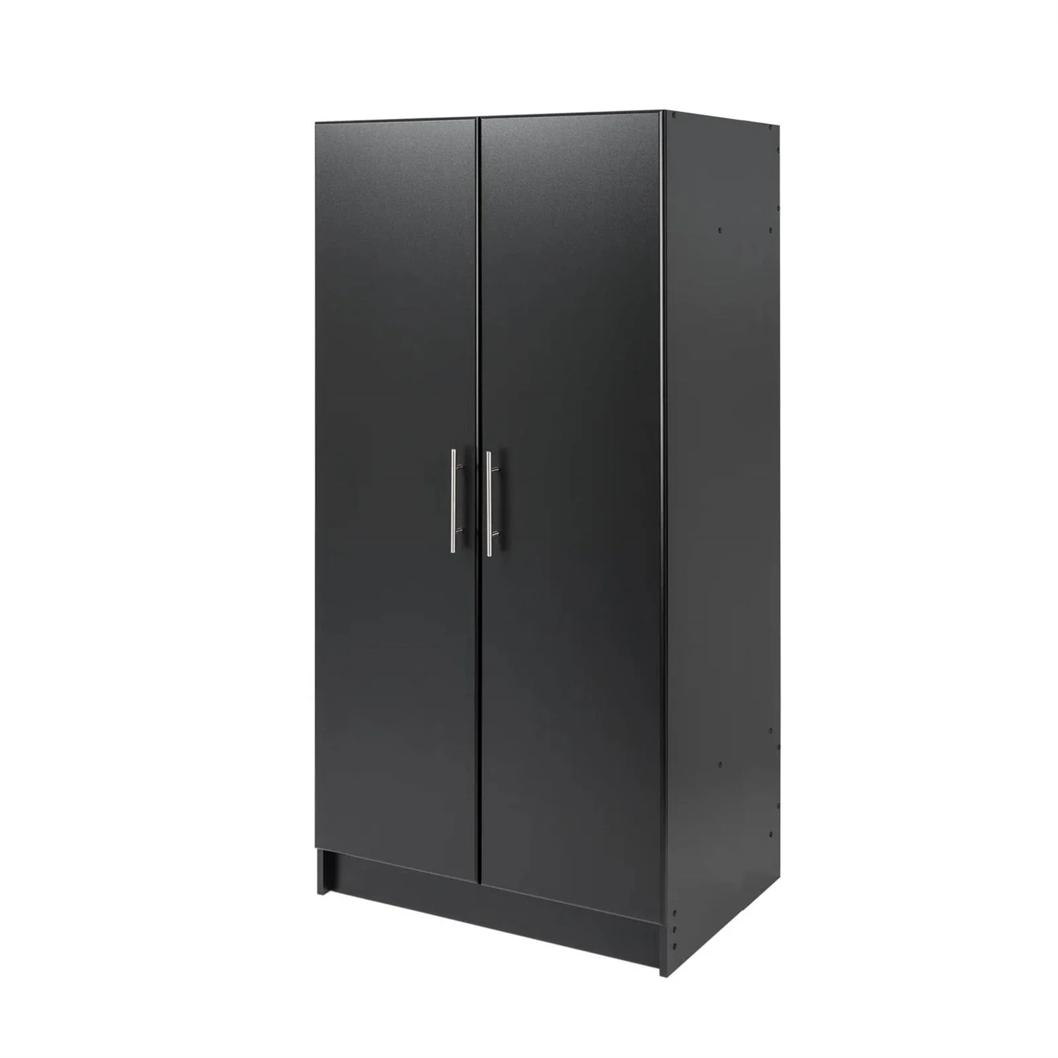 Bedroom Armoire Wardrobe Cabinet with Hanging Rail in Black Wood Finish - Image 4