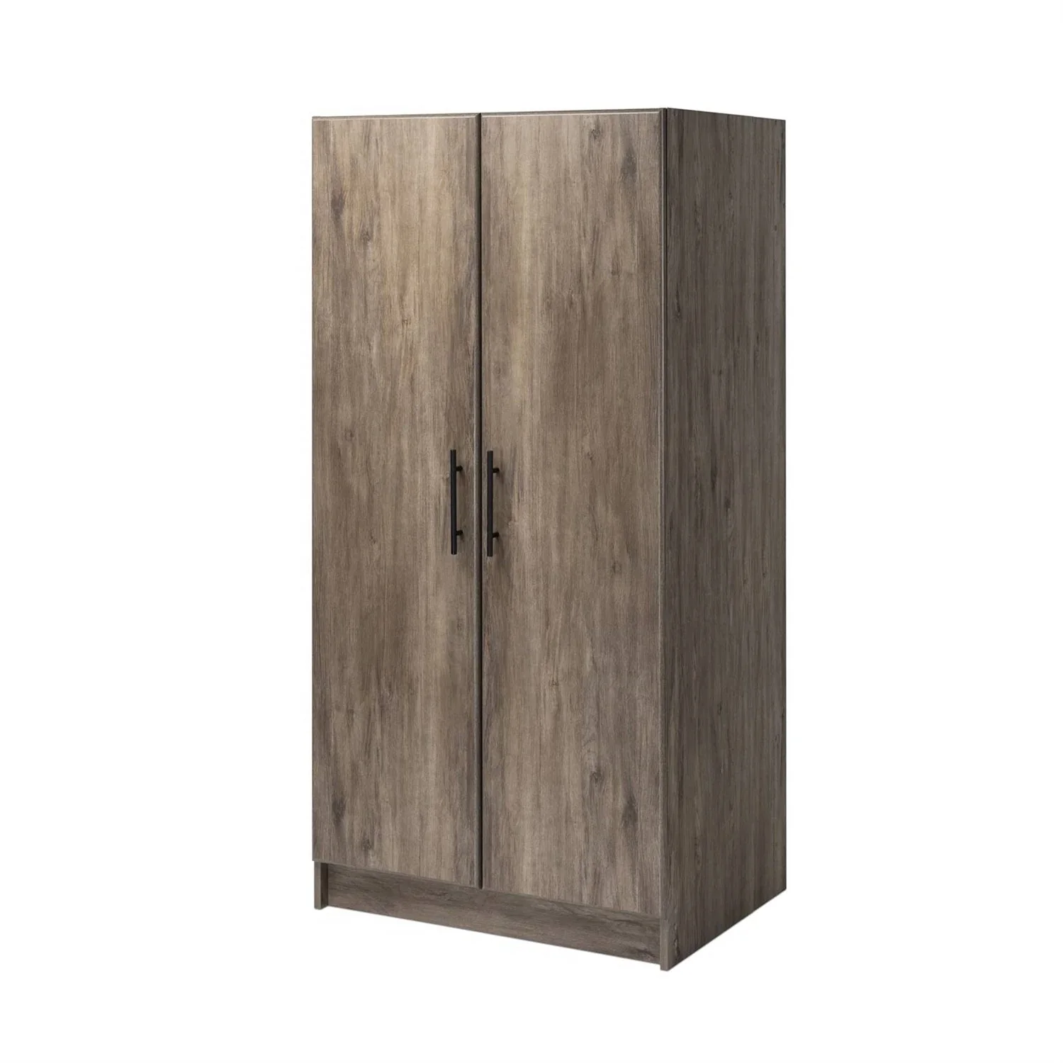 Bedroom Armoire Wardrobe Cabinet with Hanging Rail in Grey Brown Wood Finish - Image 4