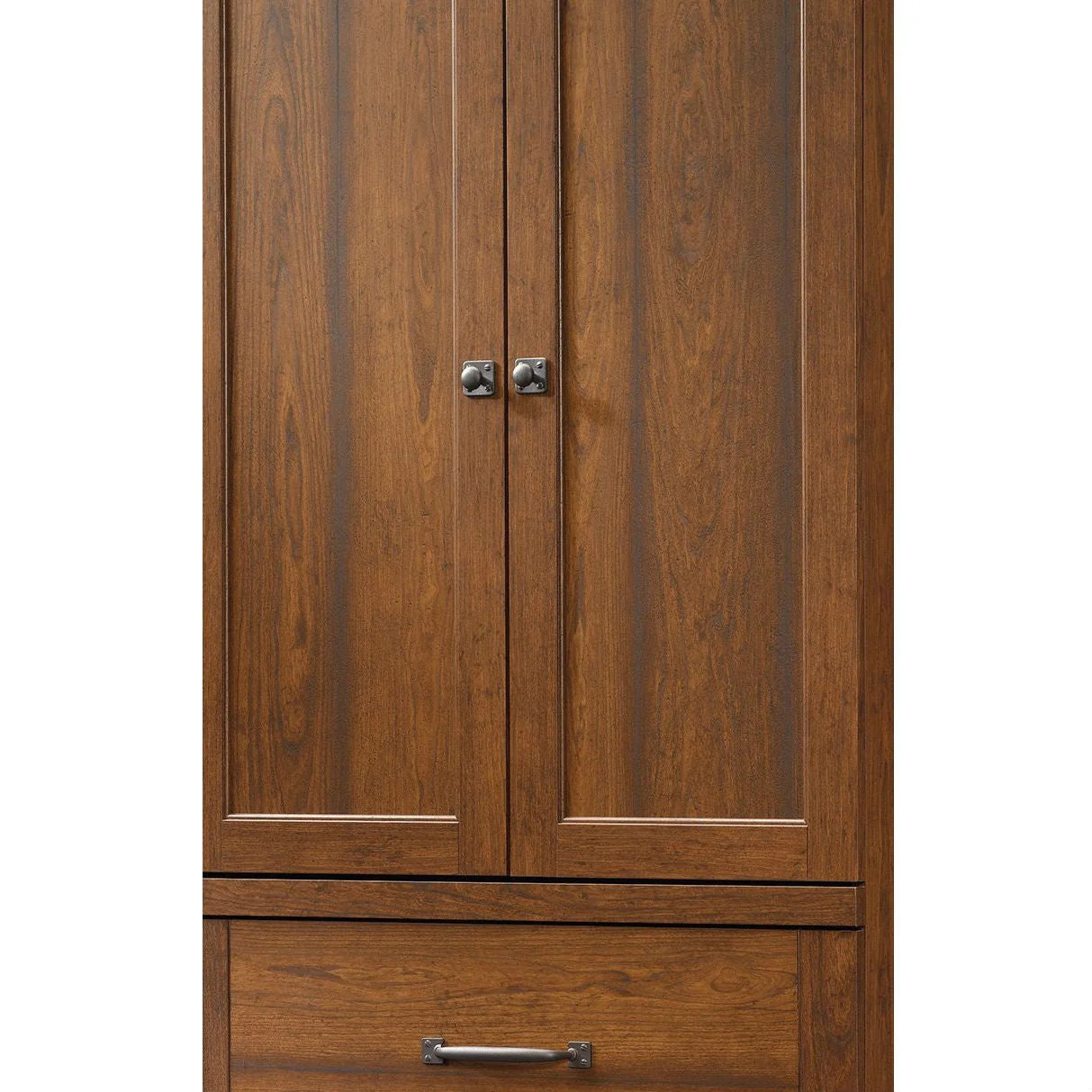 Bedroom Wardrobe Cabinet Storage Armoire in Medium Brown Cherry Wood Finish - Image 2
