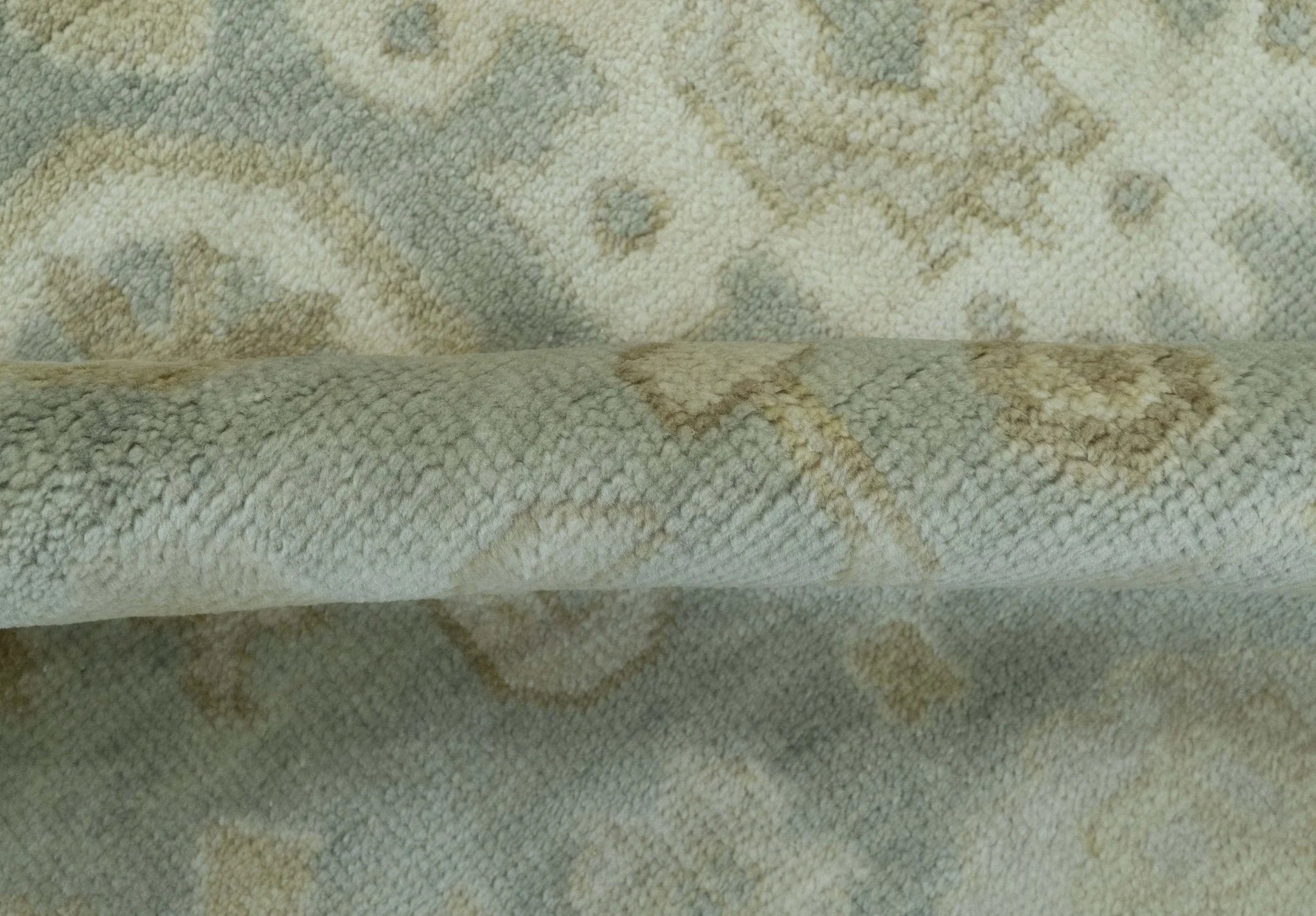 Beige And Blue Traditional Oushak Design  6x9 Hand Knotted Wool Area Rug - Image 7