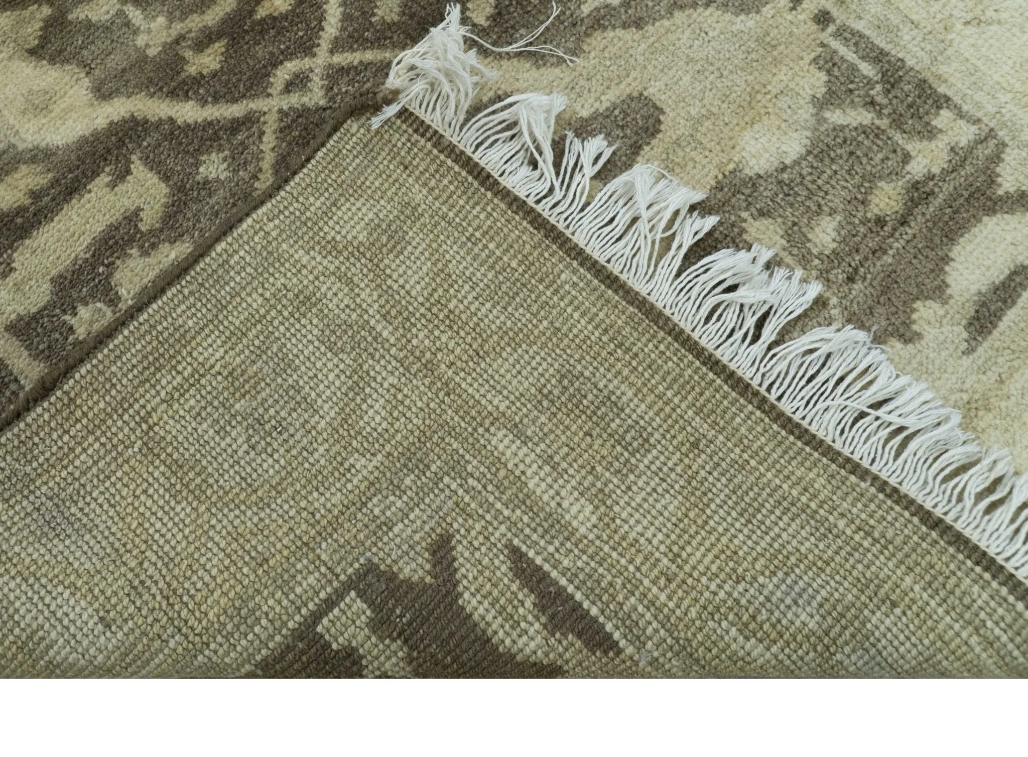 Beige And Brown Traditional Oushak Design Hand Knotted 3x5 wool area rug - Image 6