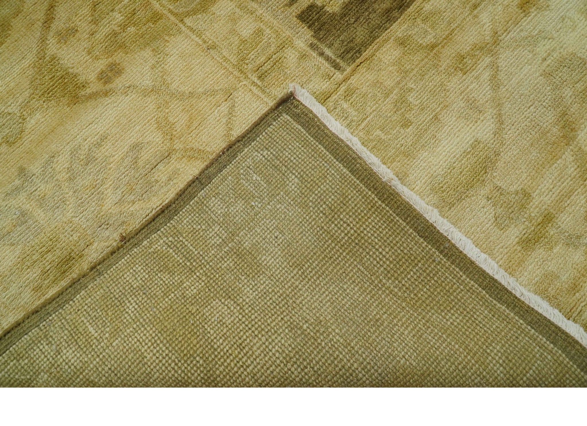 Beige And Brown Traditional Oushak Hand knotted Wool Area Rug - Image 4