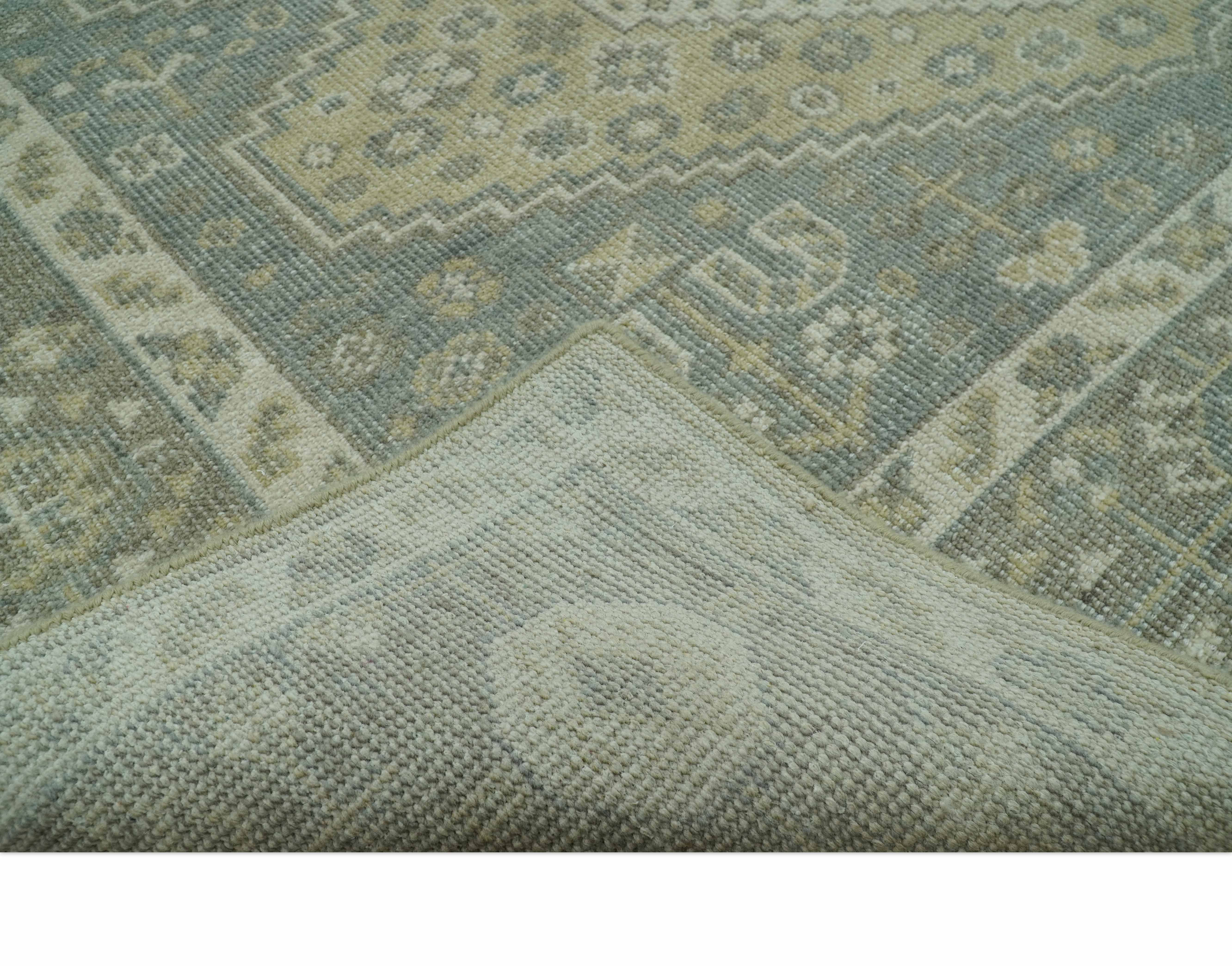 Beige And Gray Traditional Turkish Design Hand Knotted Custom Made Wool Rug - Image 3