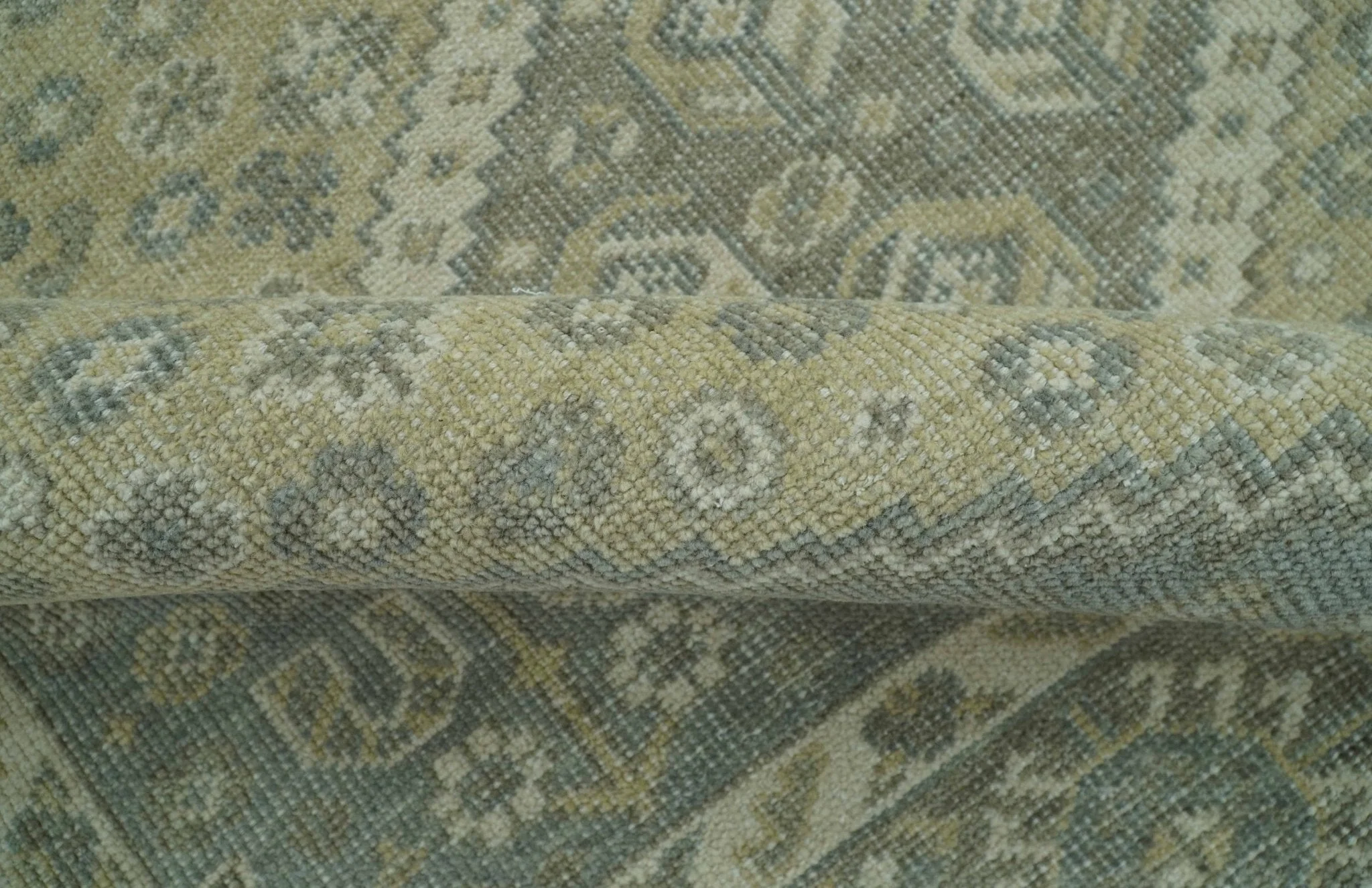 Beige And Gray Traditional Turkish Design Hand Knotted Custom Made Wool Rug - Image 7