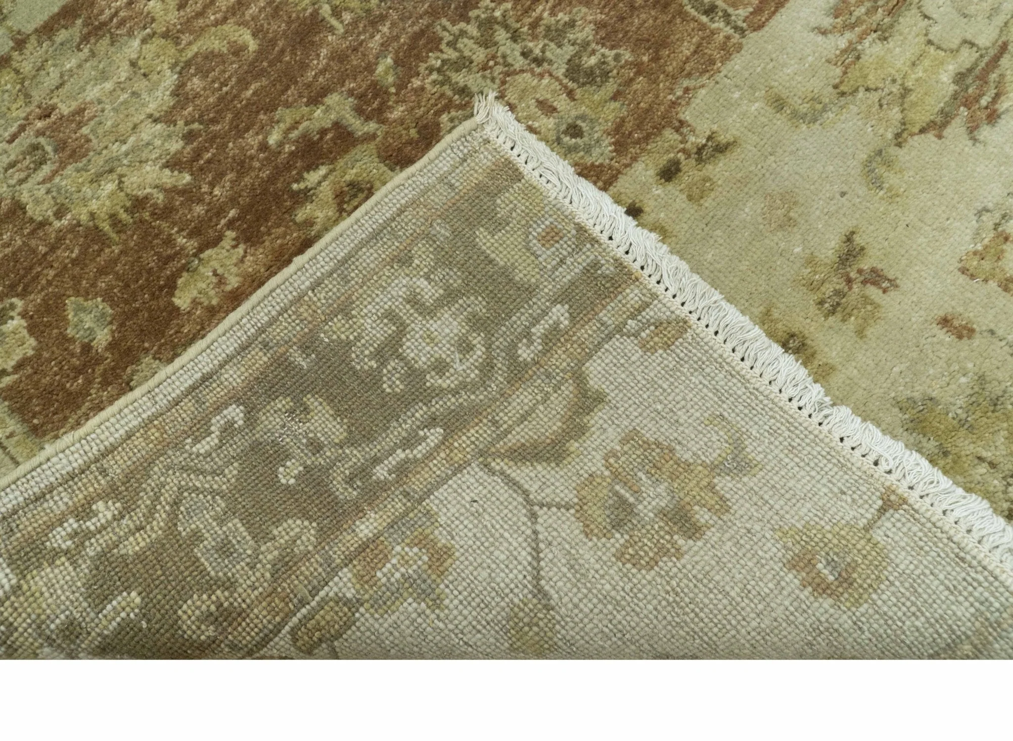 Beige And Rust Traditional Serapi Design Hand Knotted 2x5 Wool Area Rug - Image 4