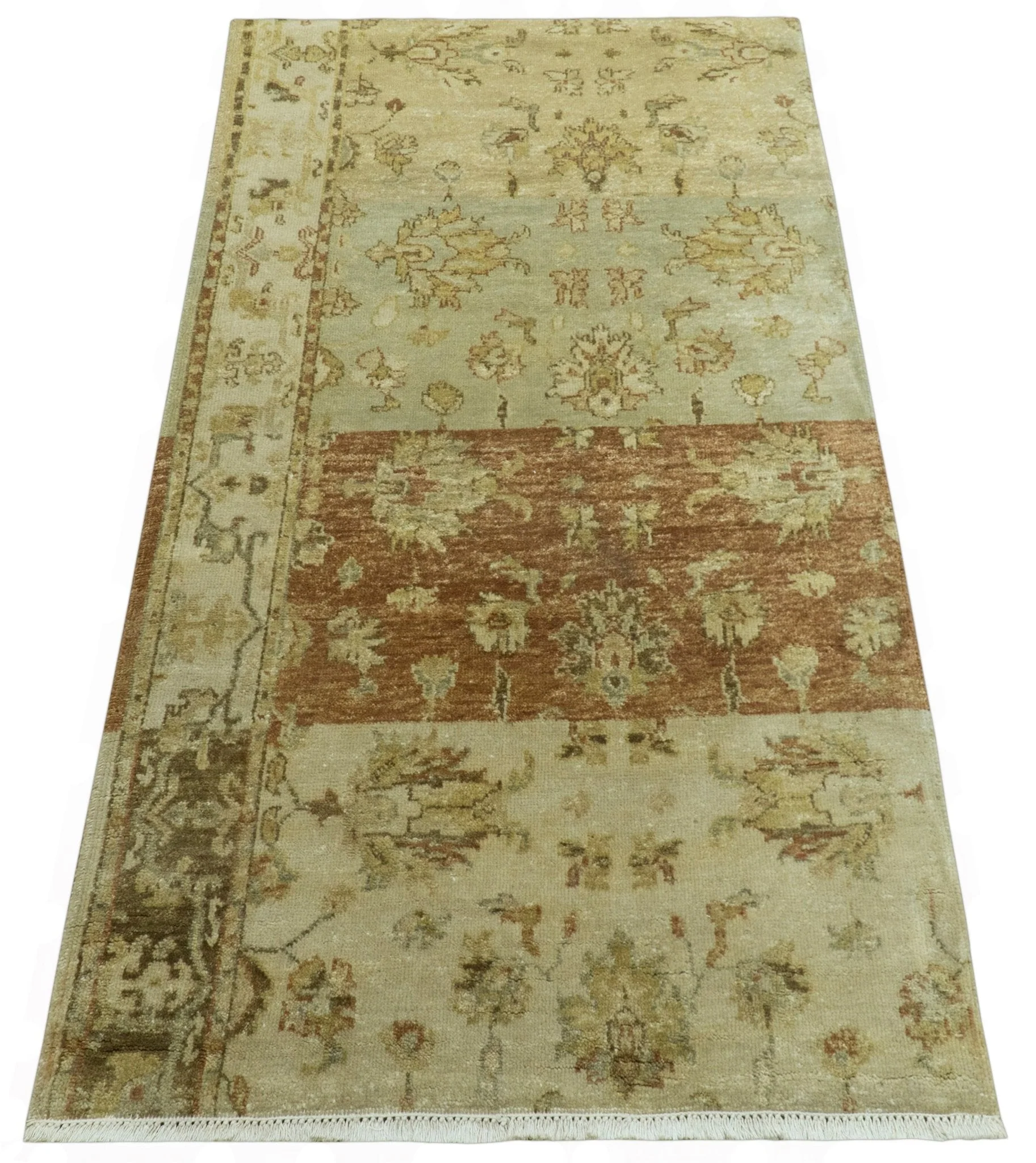 Beige And Rust Traditional Serapi Design Hand Knotted 2x5 Wool Area Rug - Image 8