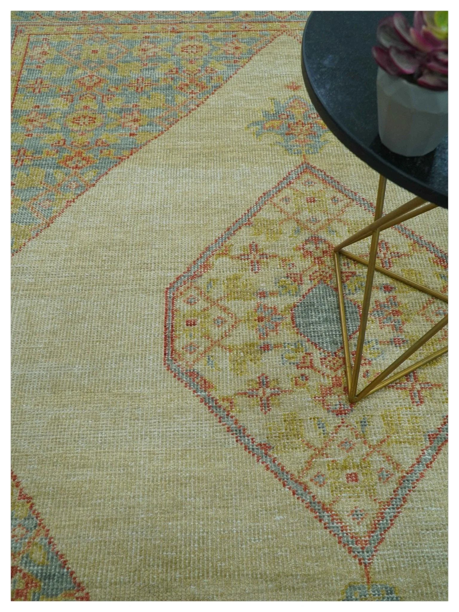 Beige and Rust Traditional Turkish Medallion Hand Knotted 8x10 Wool Area Rug - Image 8
