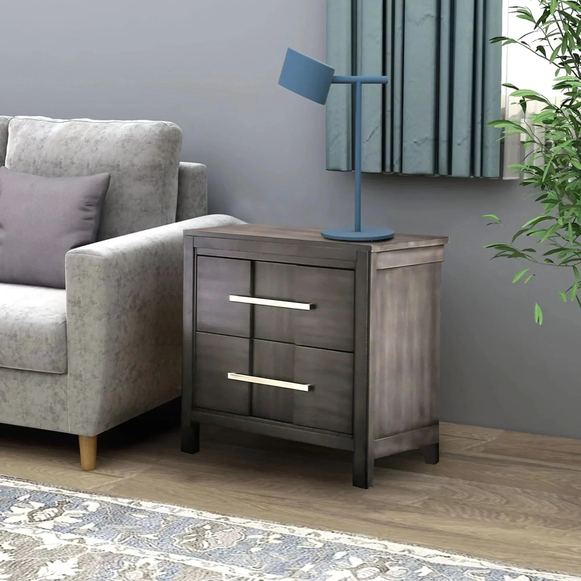 Berenice 23" Transitional Solid Wood 2-Drawer Nightstand - Image 12