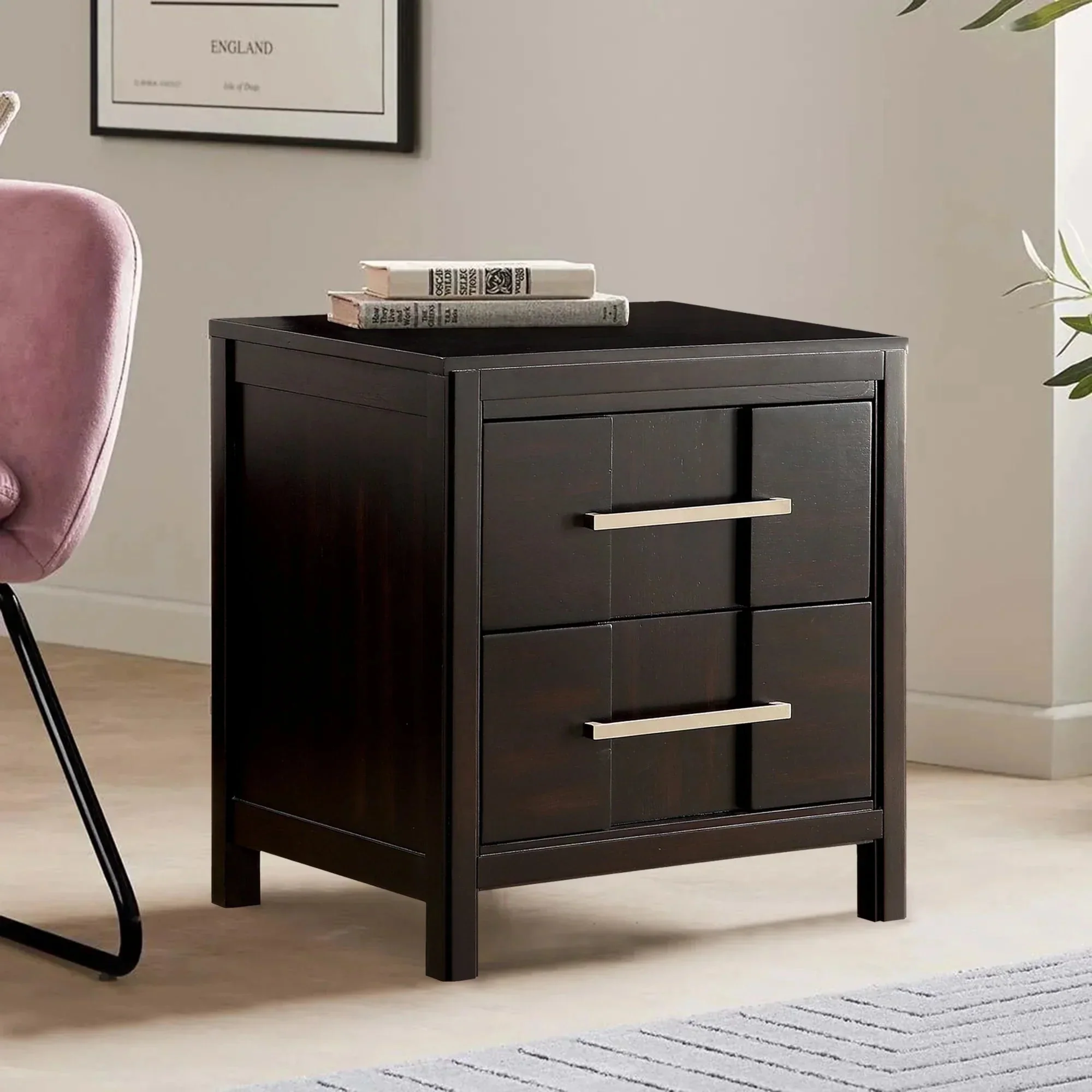Berenice 23" Transitional Solid Wood 2-Drawer Nightstand - Image 15