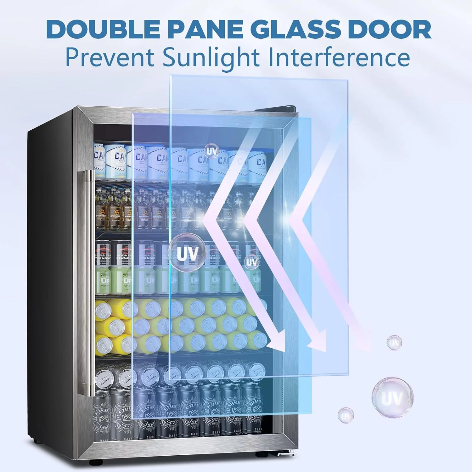 Beverage Refrigerator Cooler 4.4 Cu.Ft,145 Can Mini Fridge with Glass Door W58128SSH - Image 6
