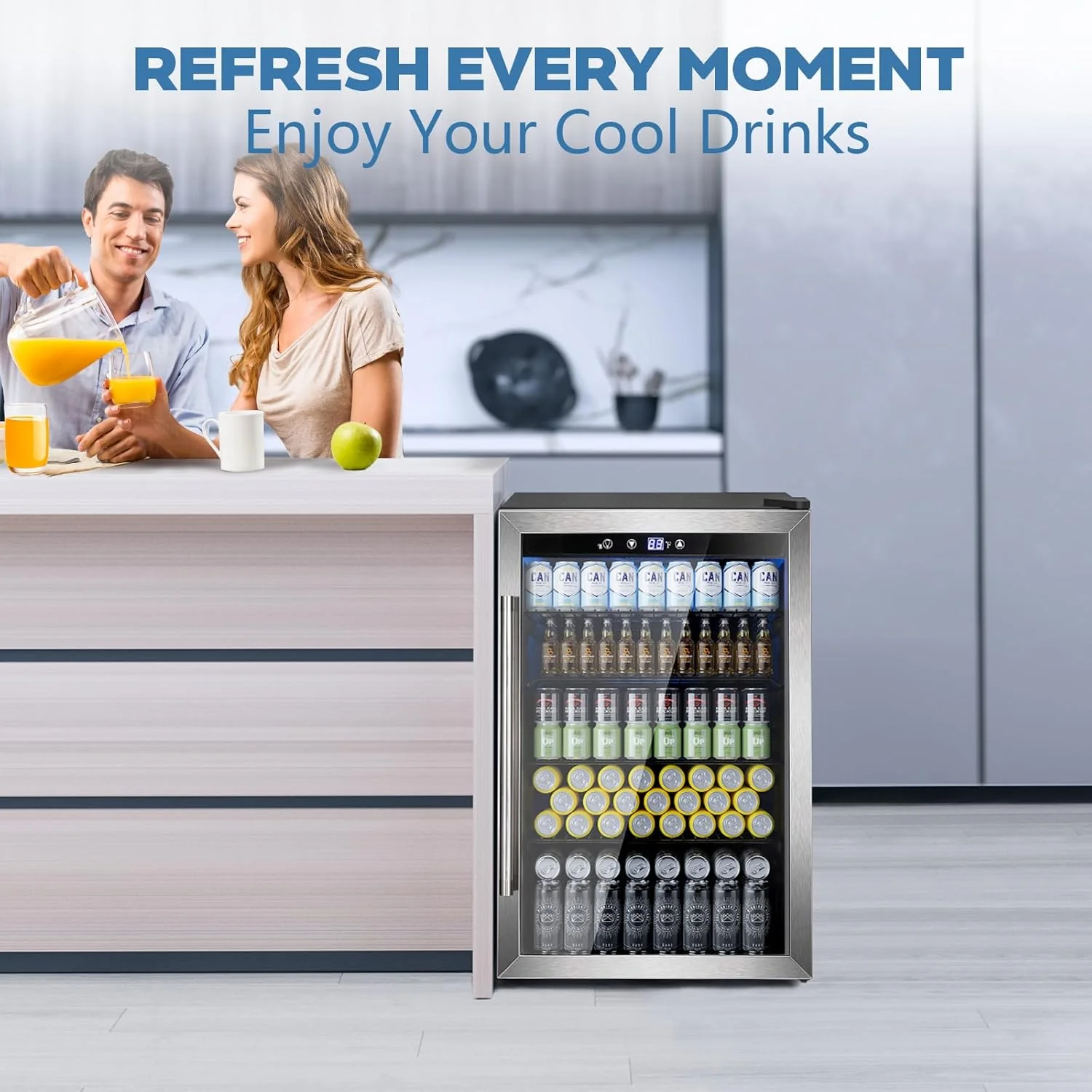 Beverage Refrigerator Cooler 4.4 Cu.Ft,145 Can Mini Fridge with Glass Door W58128SSH - Image 7